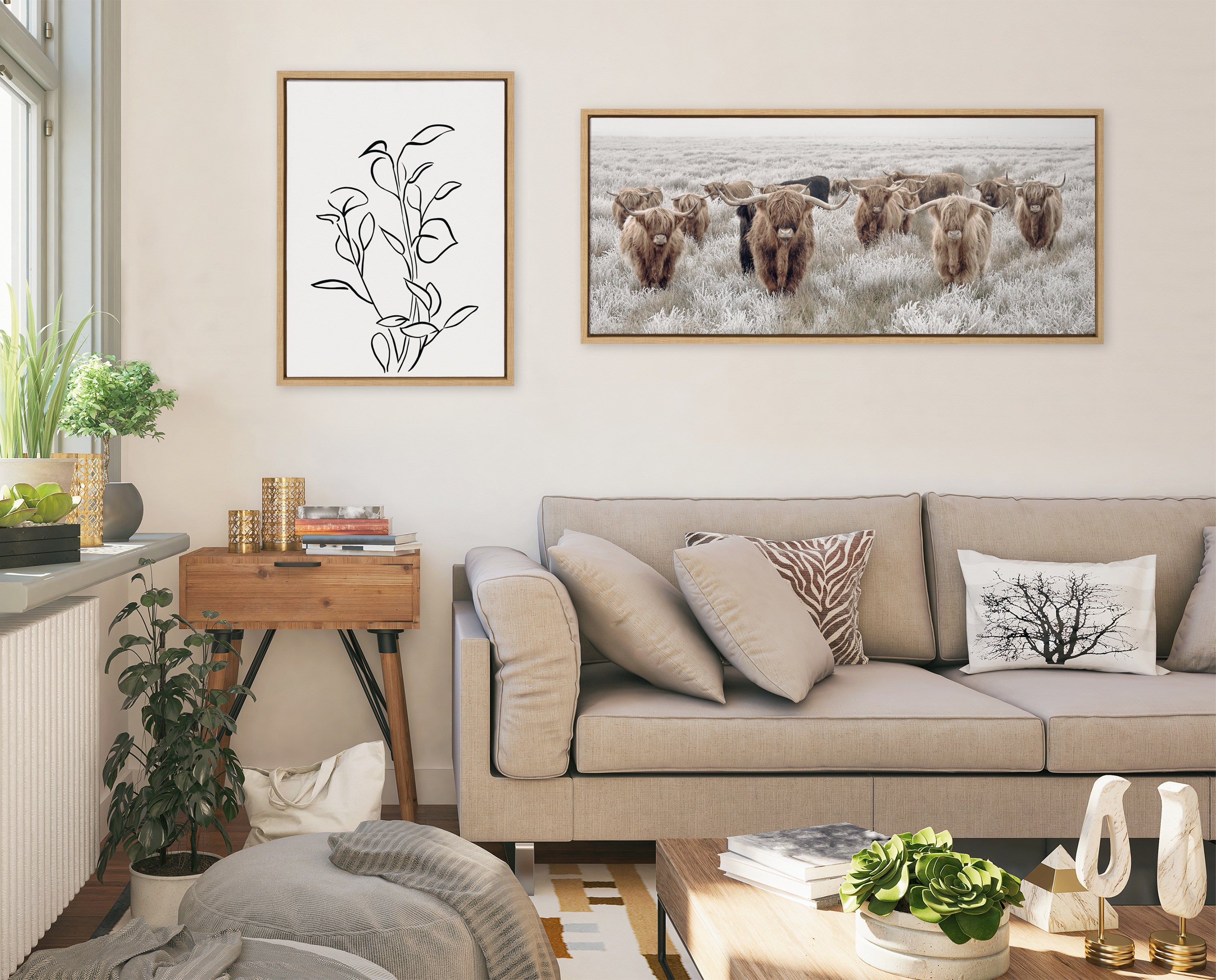 Sylvie Herd of Highland Cows Color Framed Canvas by The Creative Bunch by kateandlaurel - product image 17 for Resin Society
