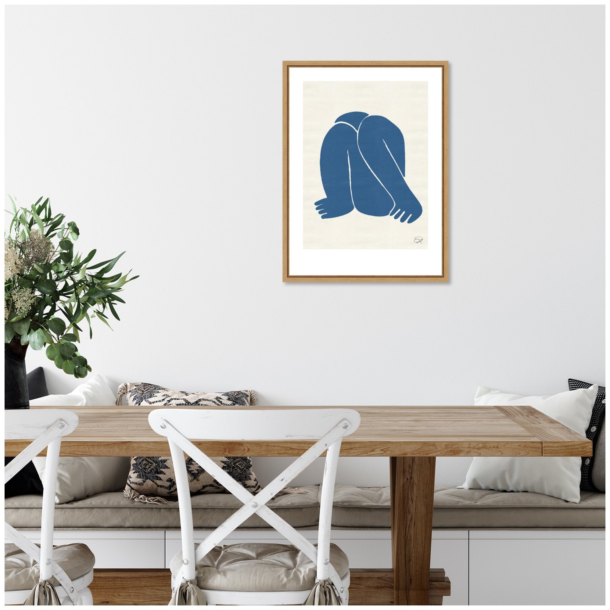 Sylvie Head Down II Royal Framed Canvas by Rocket Jack