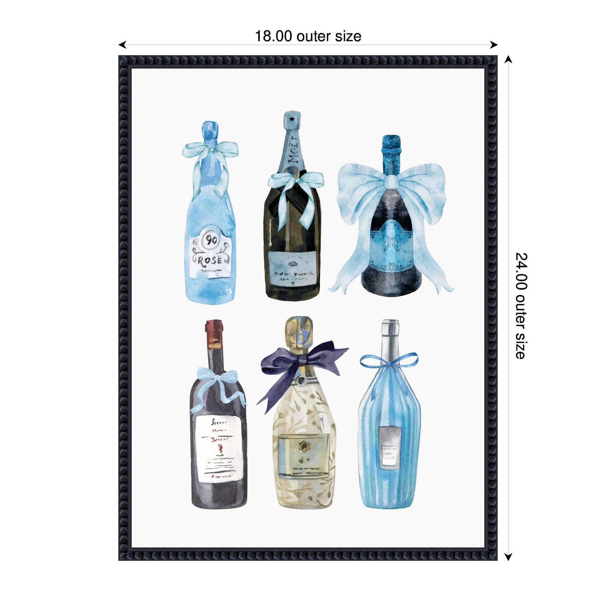 Blue Champagne by Honey Island Studio Framed Canvas Wall Art Print