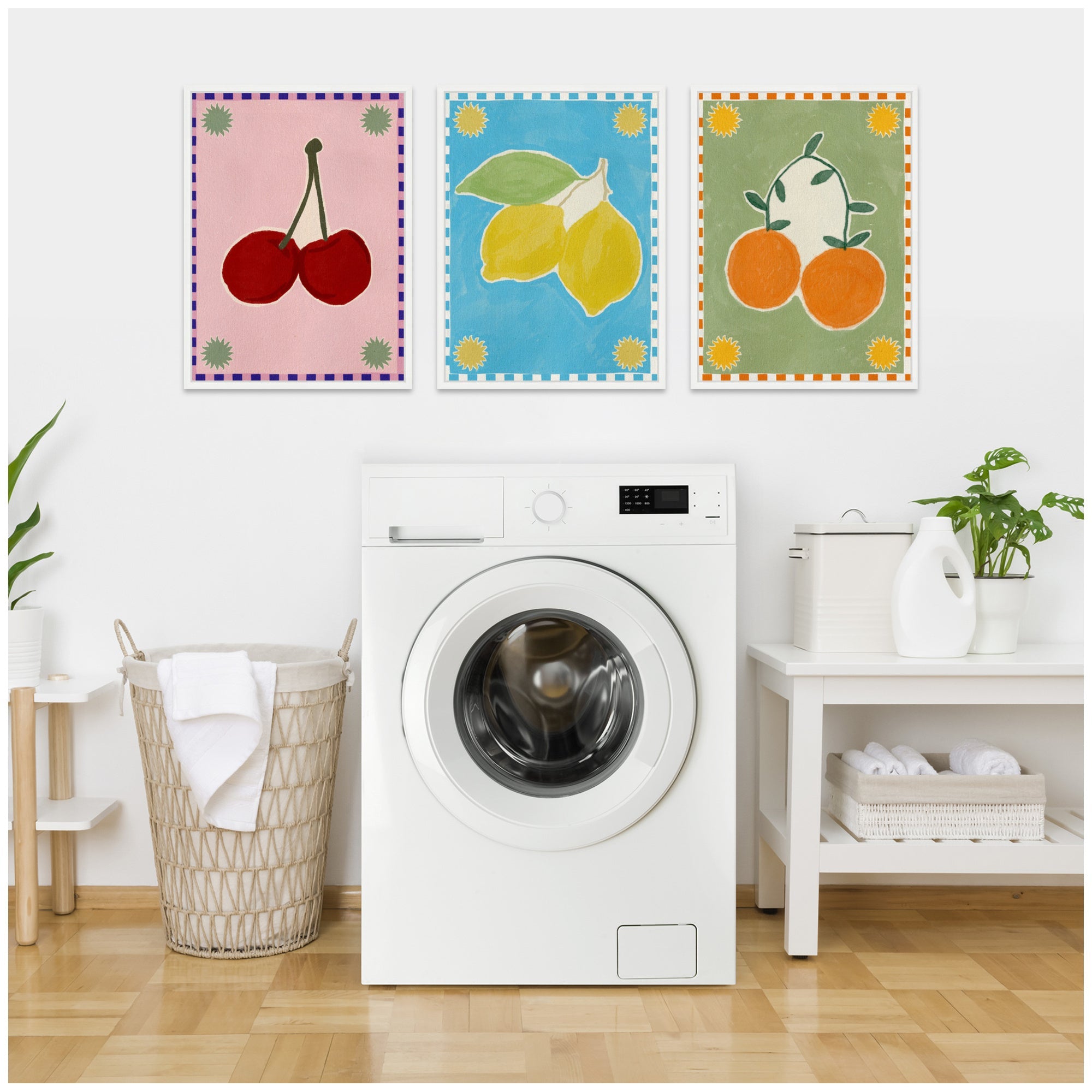 Sylvie Lush Duo 1 Cherry Lemon and Orange Framed Canvas Art Set by Shatha Al Dafai