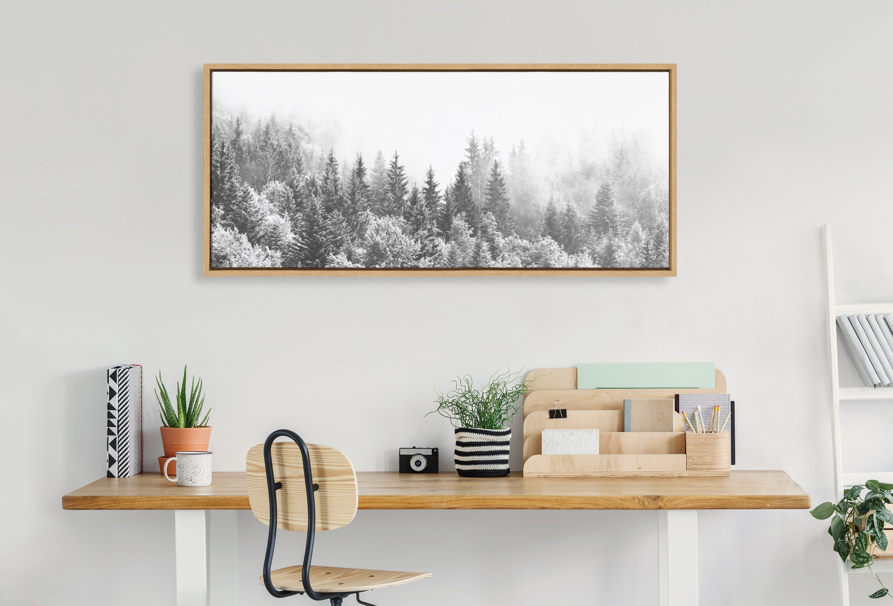 Sylvie Forest On A Foggy Day BW Framed Canvas