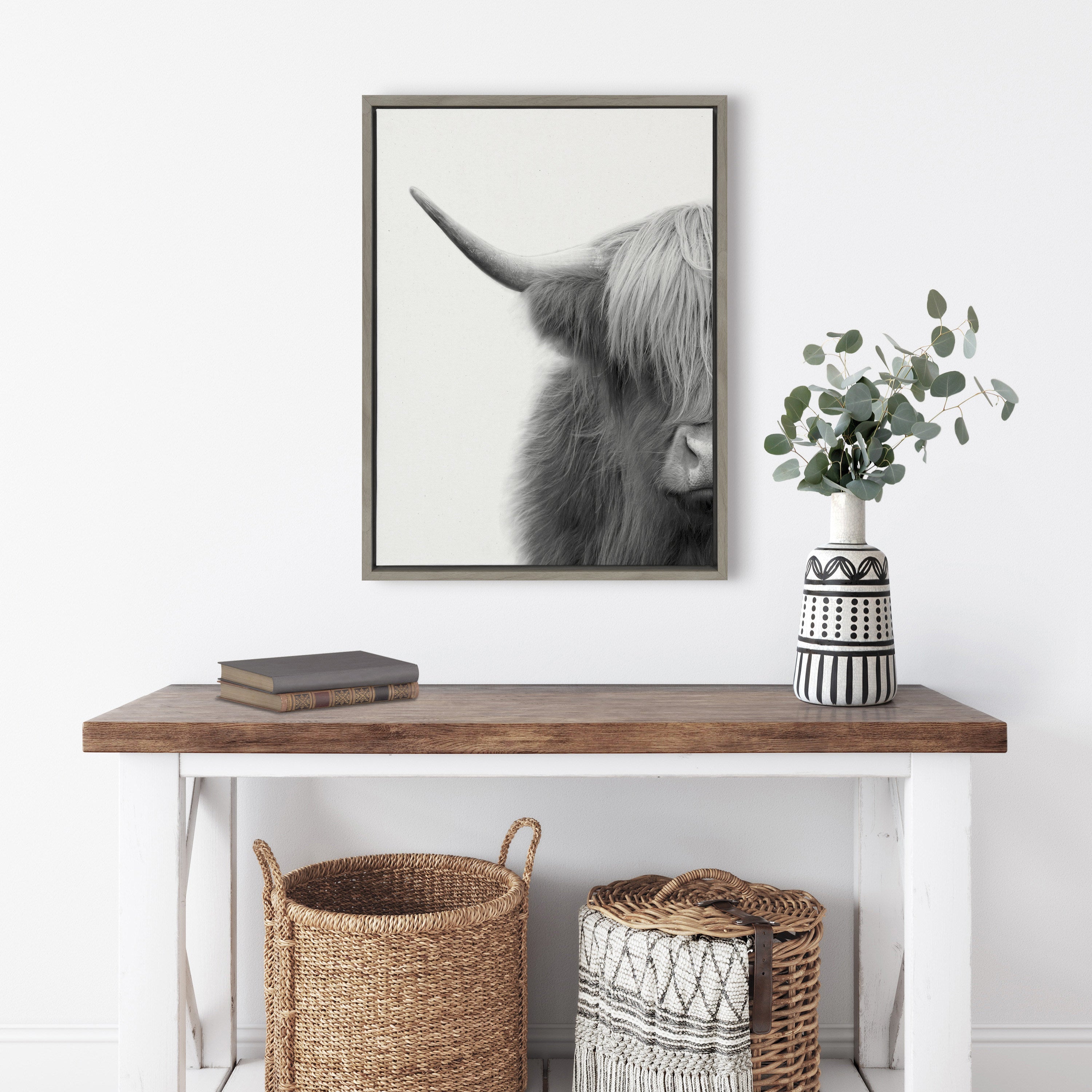 Sylvie Hey Dude Highland Cow Crop Framed Canvas by The Creative Bunch by kateandlaurel - product image 2 for Resin Society