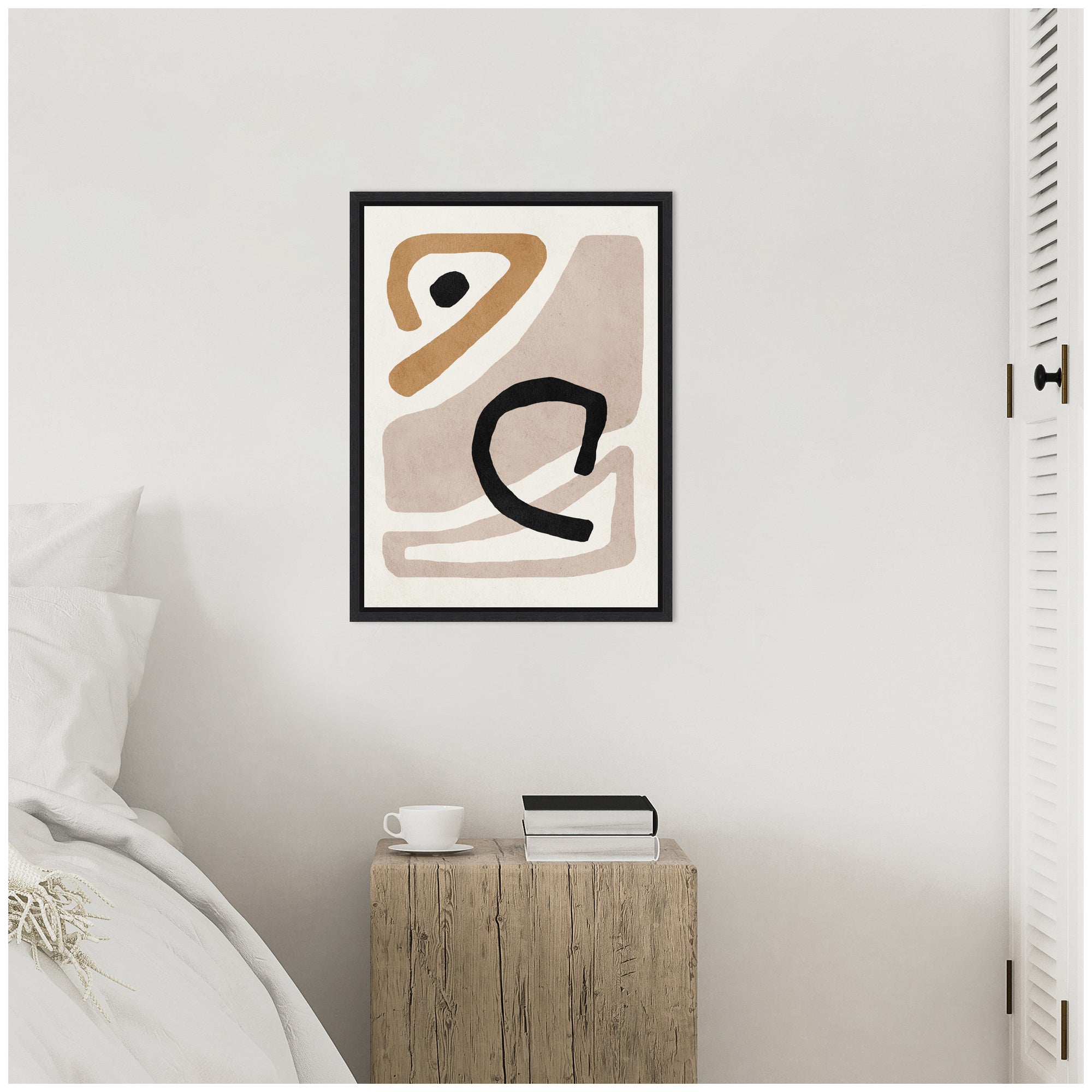 Sylvie Neutral Abstract 1 Minimal Modern Art Framed Canvas by July Art Prints