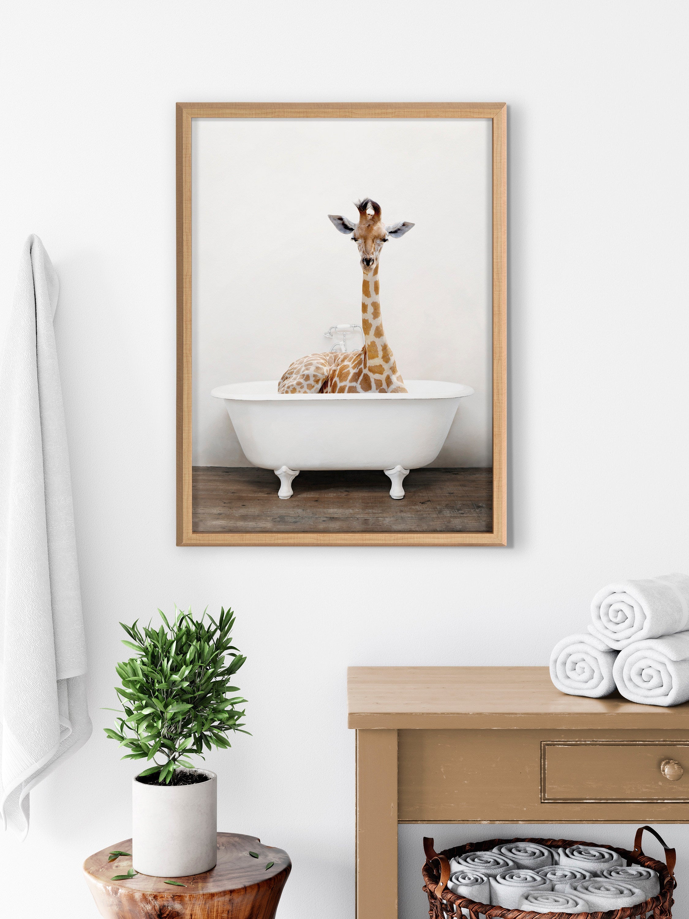 Blake Giraffe 2 in Tub Color Framed Printed Glass by kateandlaurel - product image 17 for Resin Society