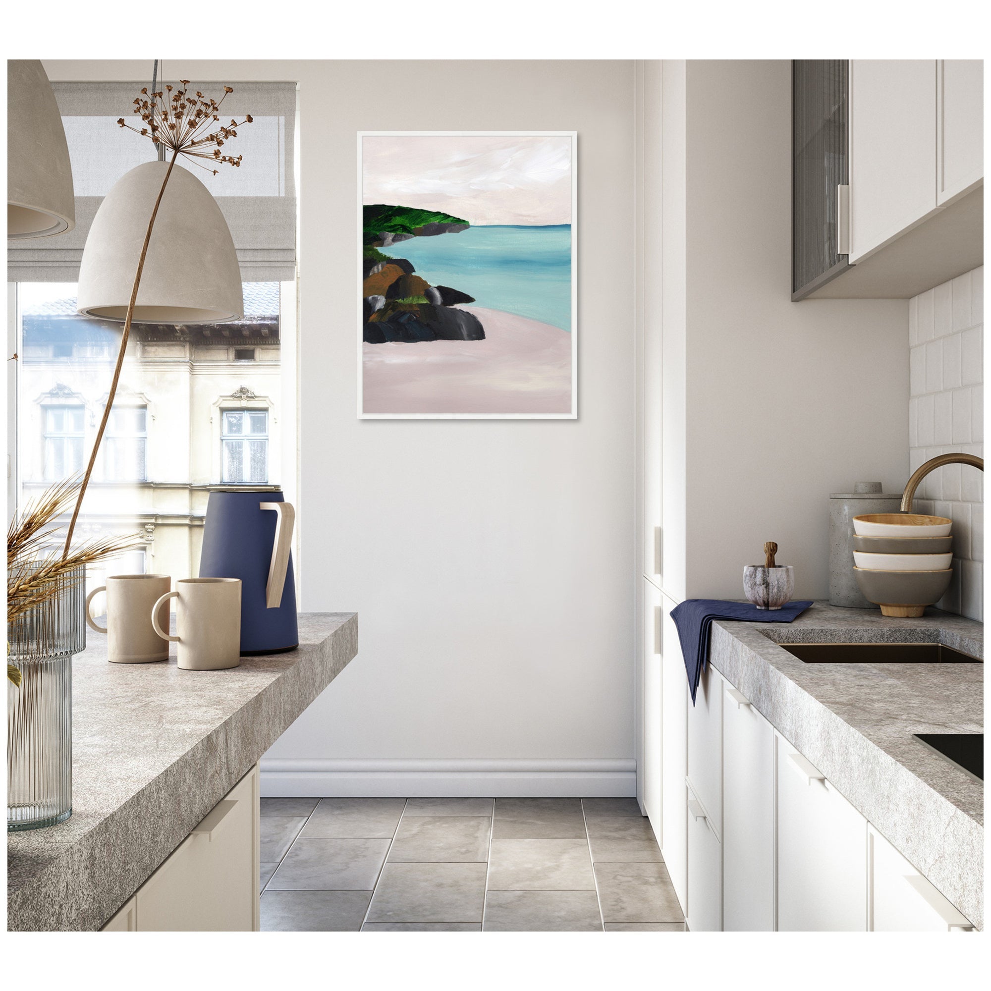 Sylvie Seascape Framed Canvas by Nikita Jariwala