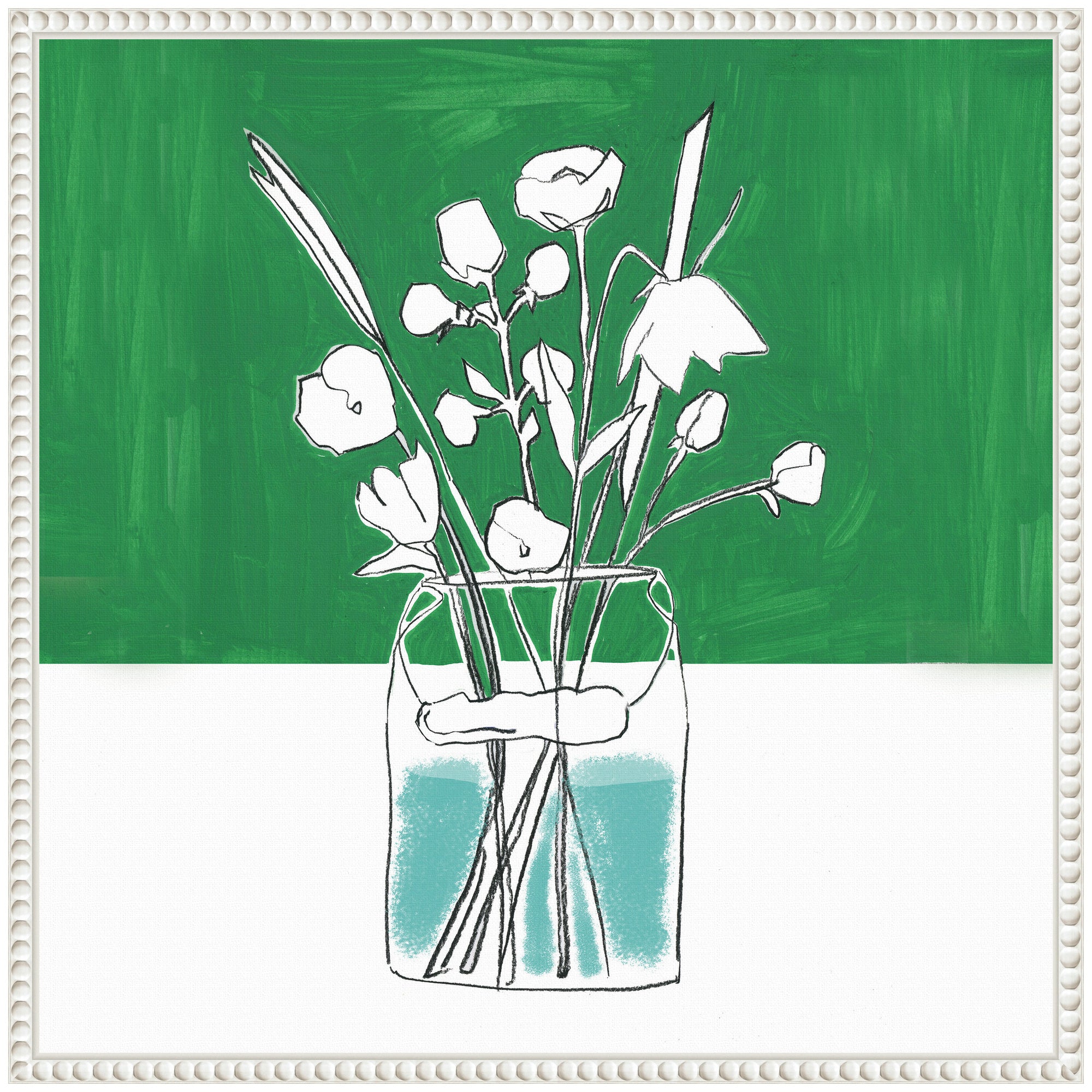 Sylvie Minimalist Floral Vase with Green Framed Canvas by kateandlaurel - product image 5 for Resin Society