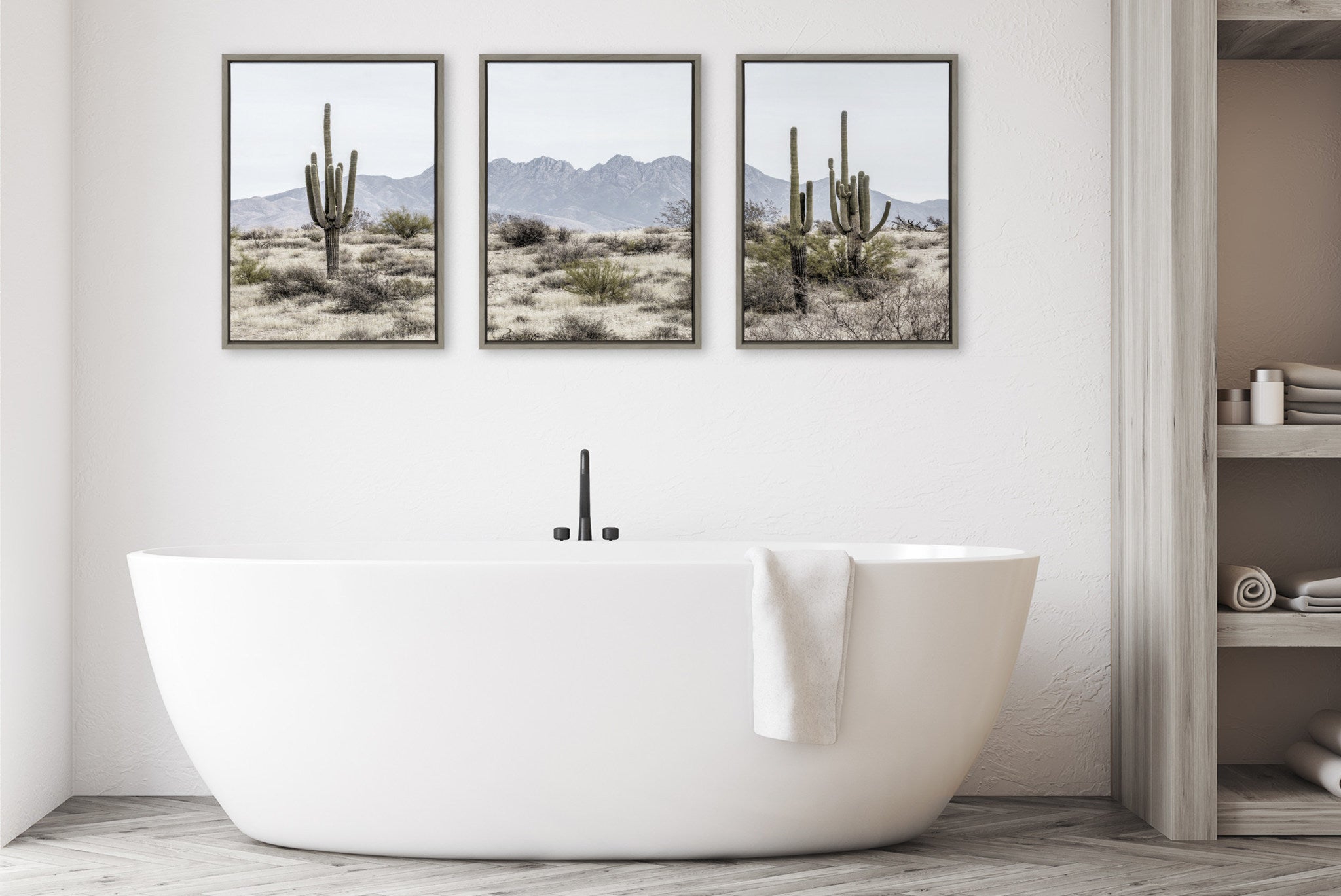 Sylvie Tall Saguaro Cacti Desert Mountain Left by kateandlaurel - product image 6 for Resin Society