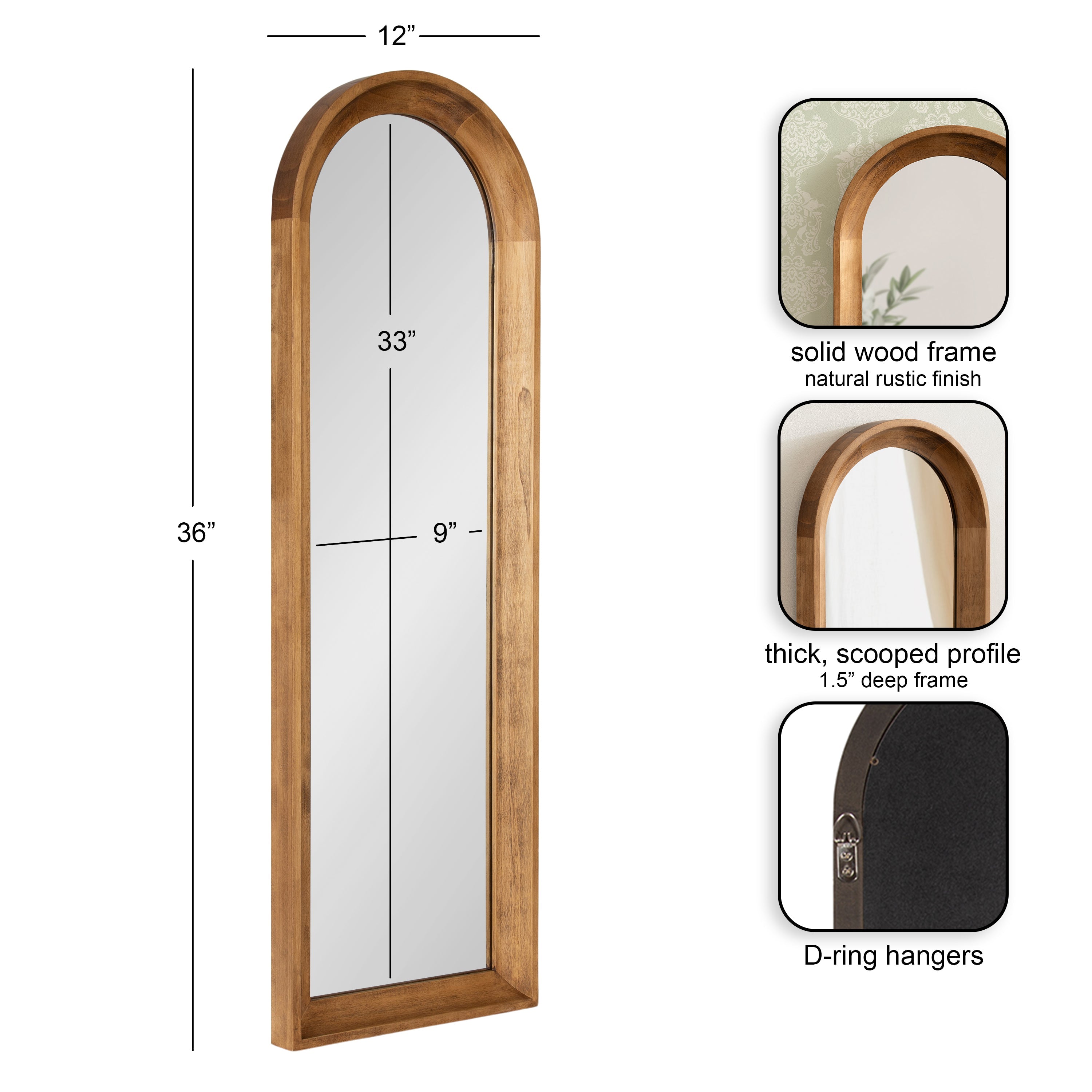 Hatherleigh Arch Wood Wall Mirror