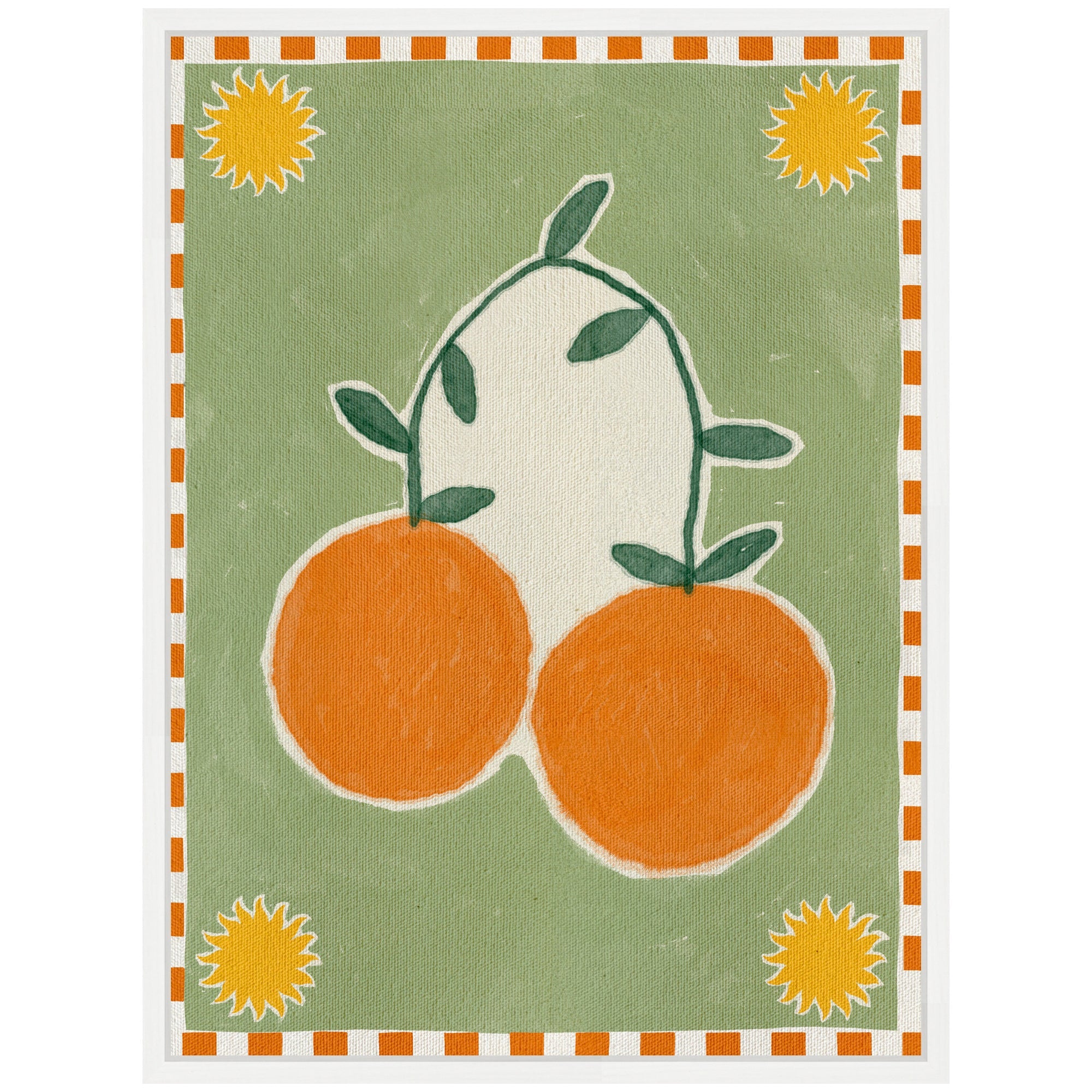Sylvie Lush Duo 5 Orange Framed Canvas by Shatha Al Dafai