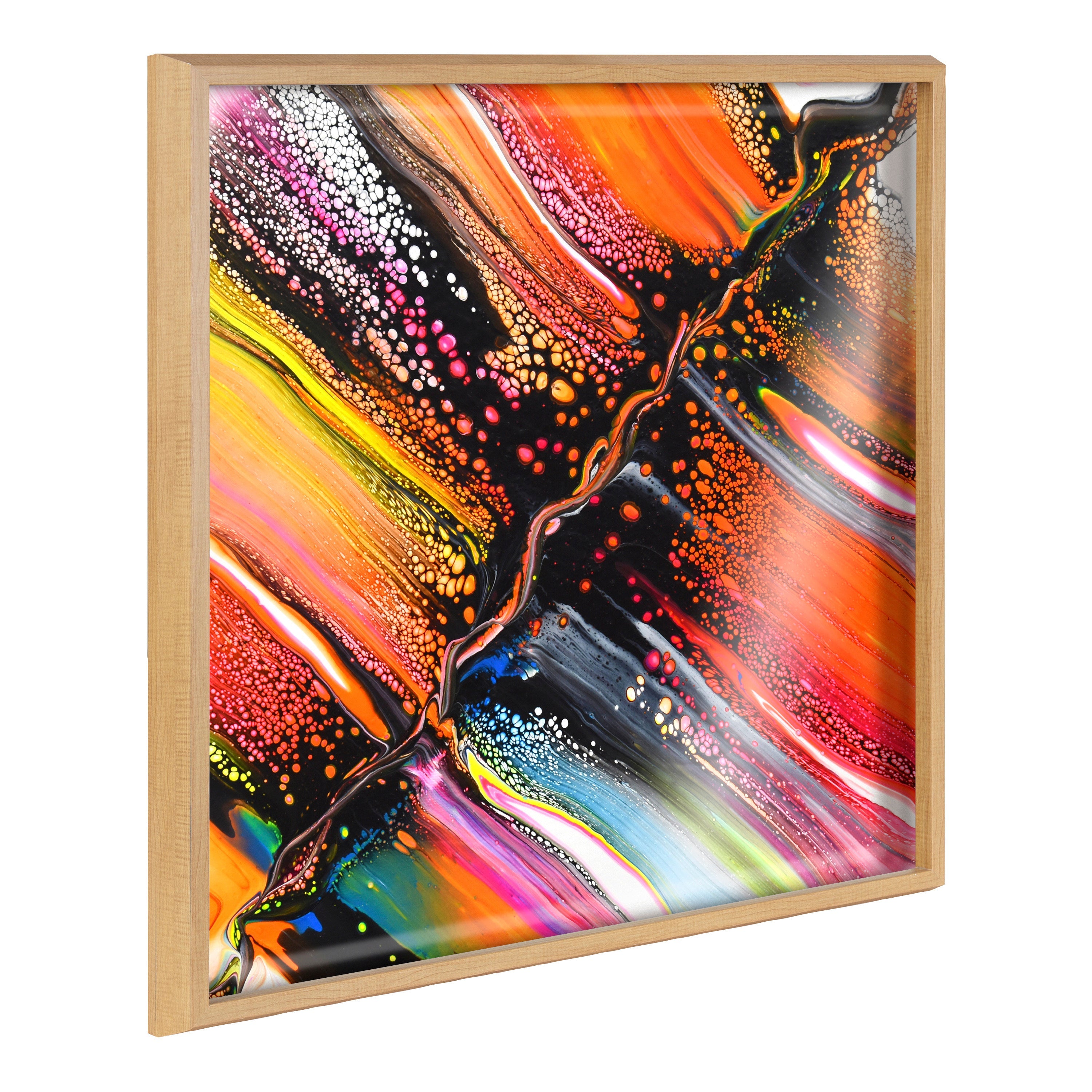 Framed printed art titled Blake Aloha by Xizhou Xie showing bright, colorful brushstrokes in a modern frame.