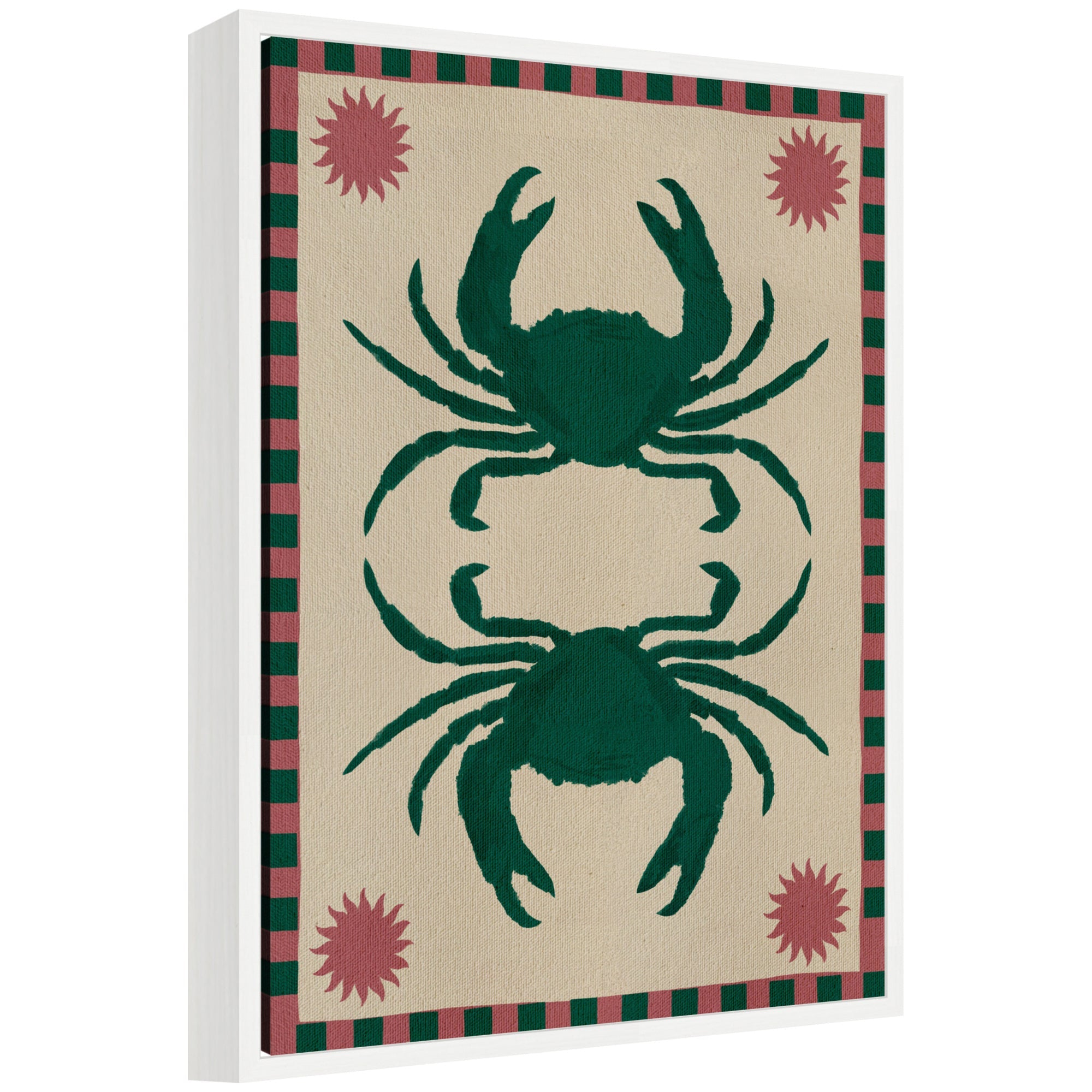 Sylvie Lush Duo 6 Crabs framed canvas wall art showing abstract crab design by Shatha Al Dafai