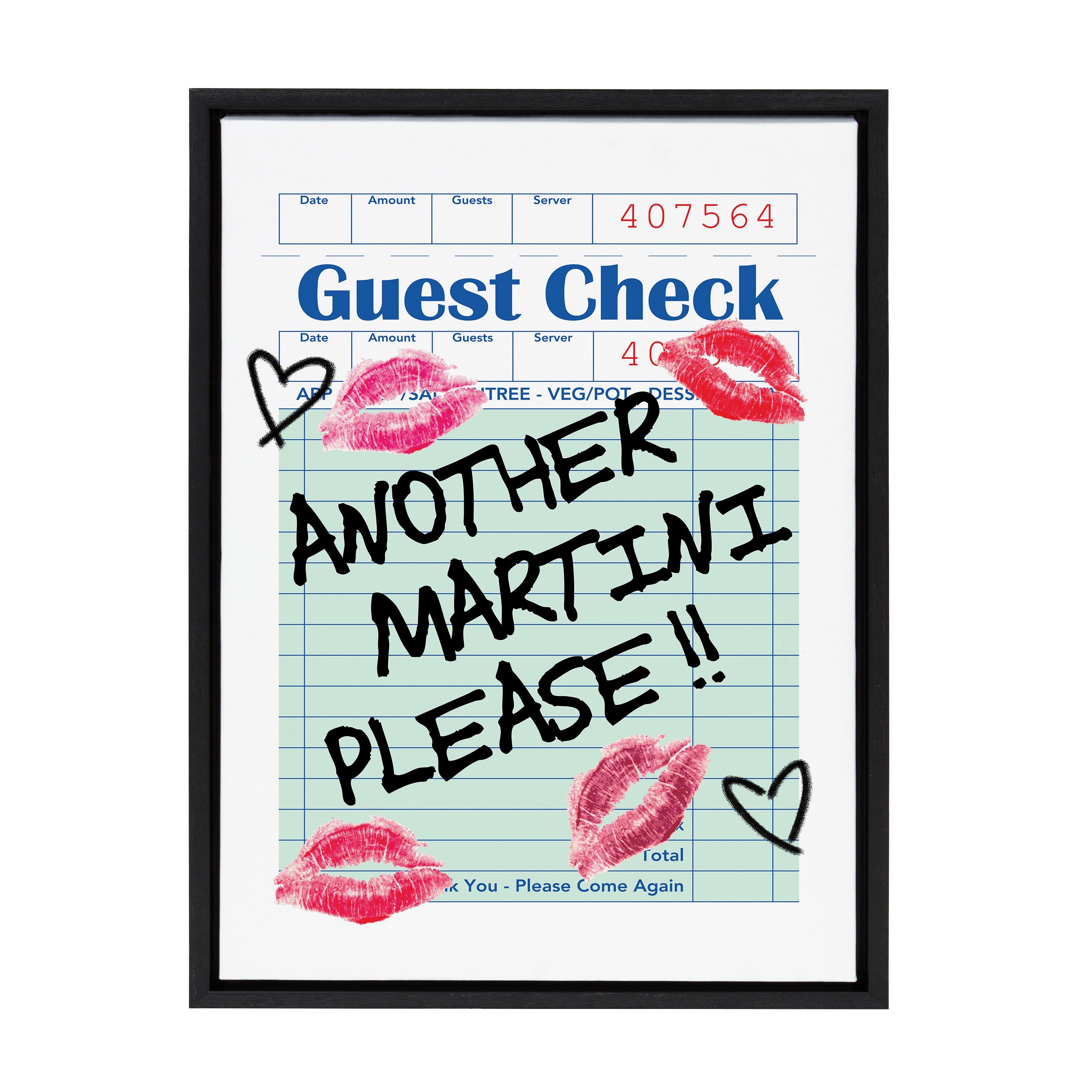 Sylvie Another Martini Guest Check Framed Canvas by Alli Standefer