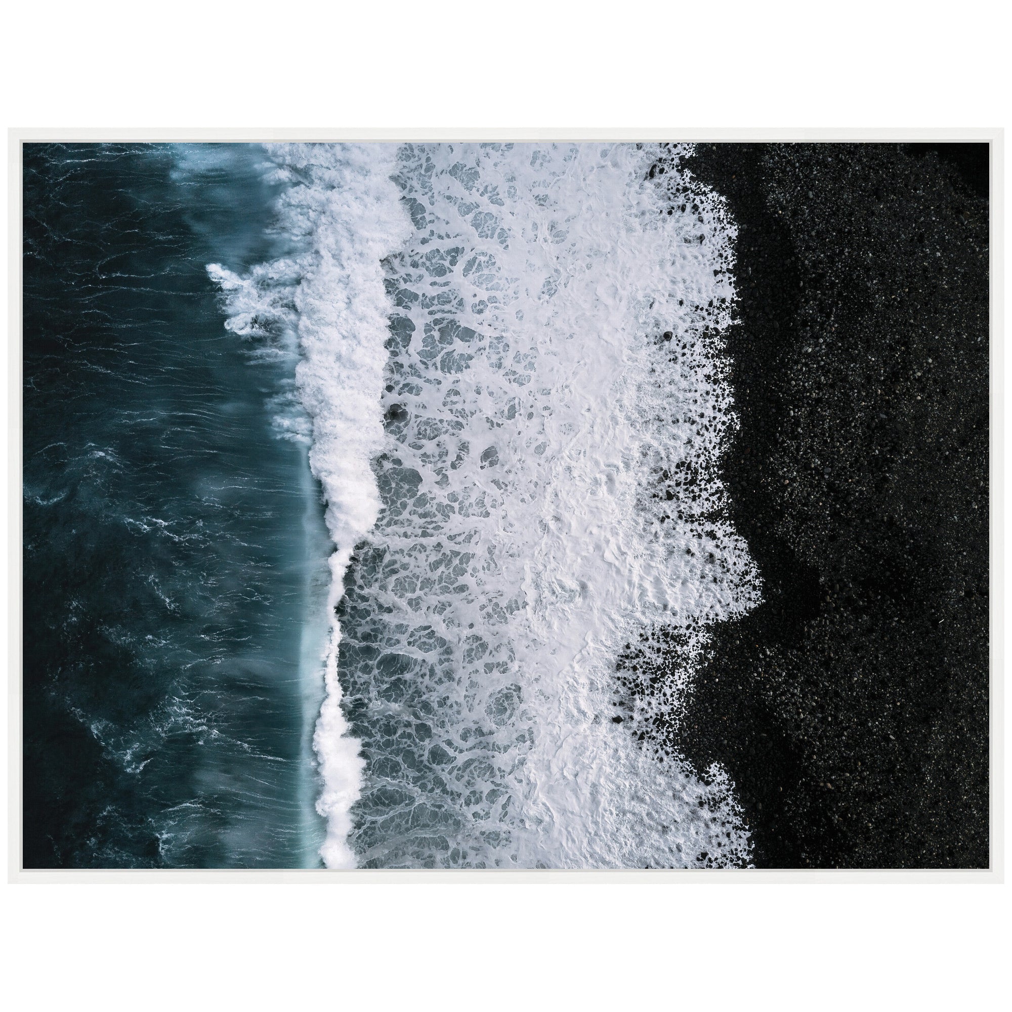 Sylvie Ocean Waves on the Black Beach in Iceland Framed Canvas by Michael Schauer