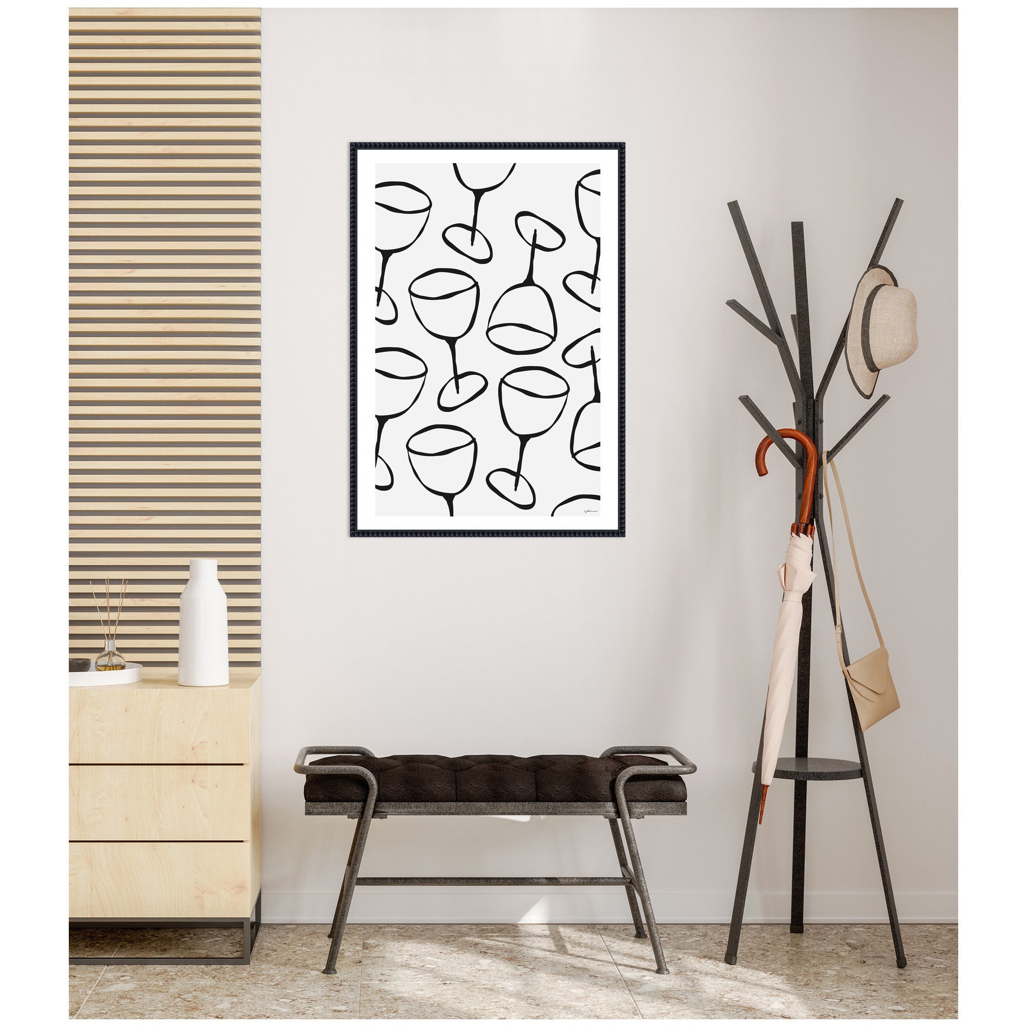 Wine Everywhere by Gabrielly Guedes Framed Canvas Wall Art Print