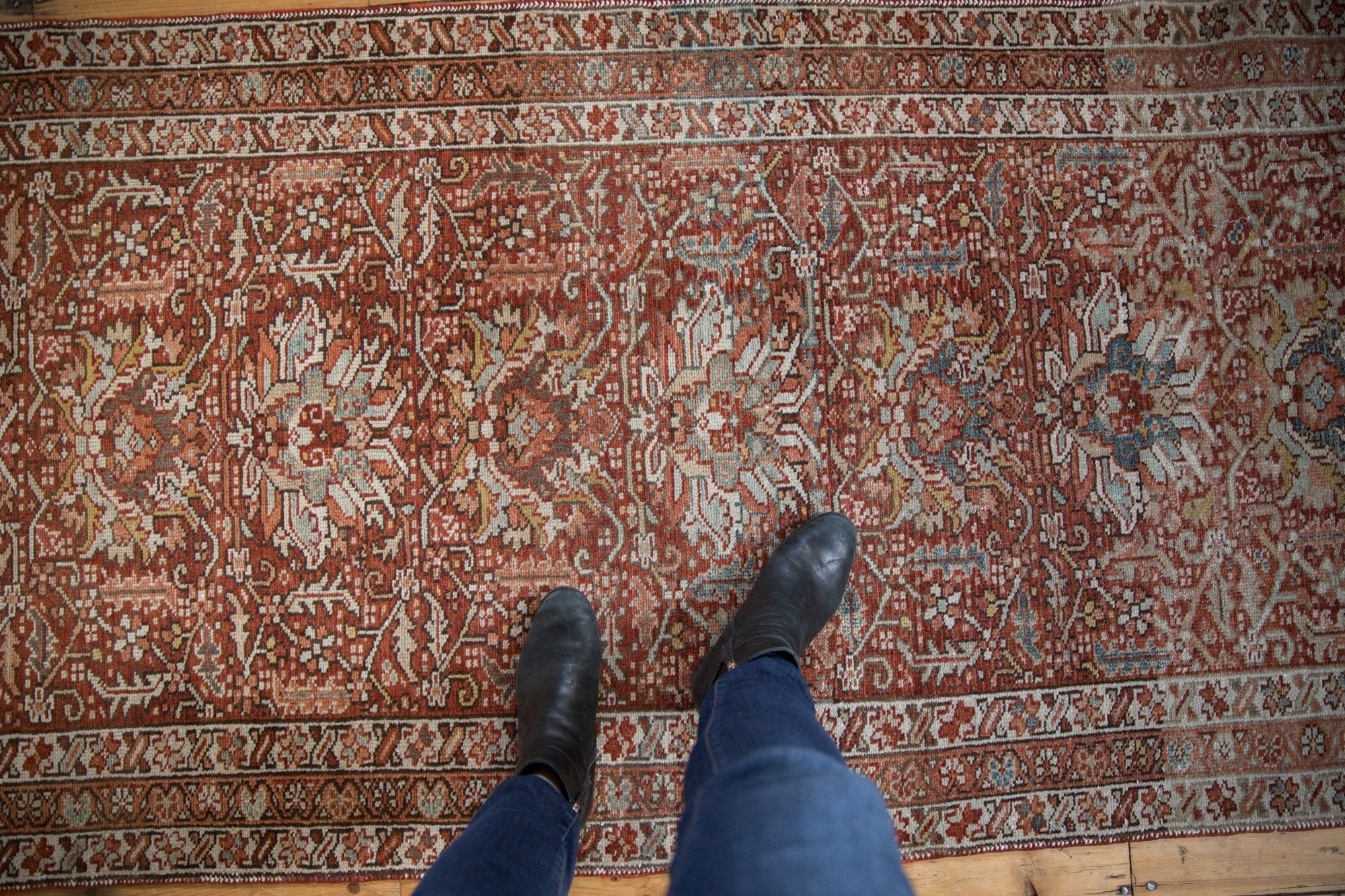 3.5x11 Vintage Distressed Karaja Rug Runner by Old New House® - product image 2 for Resin Society