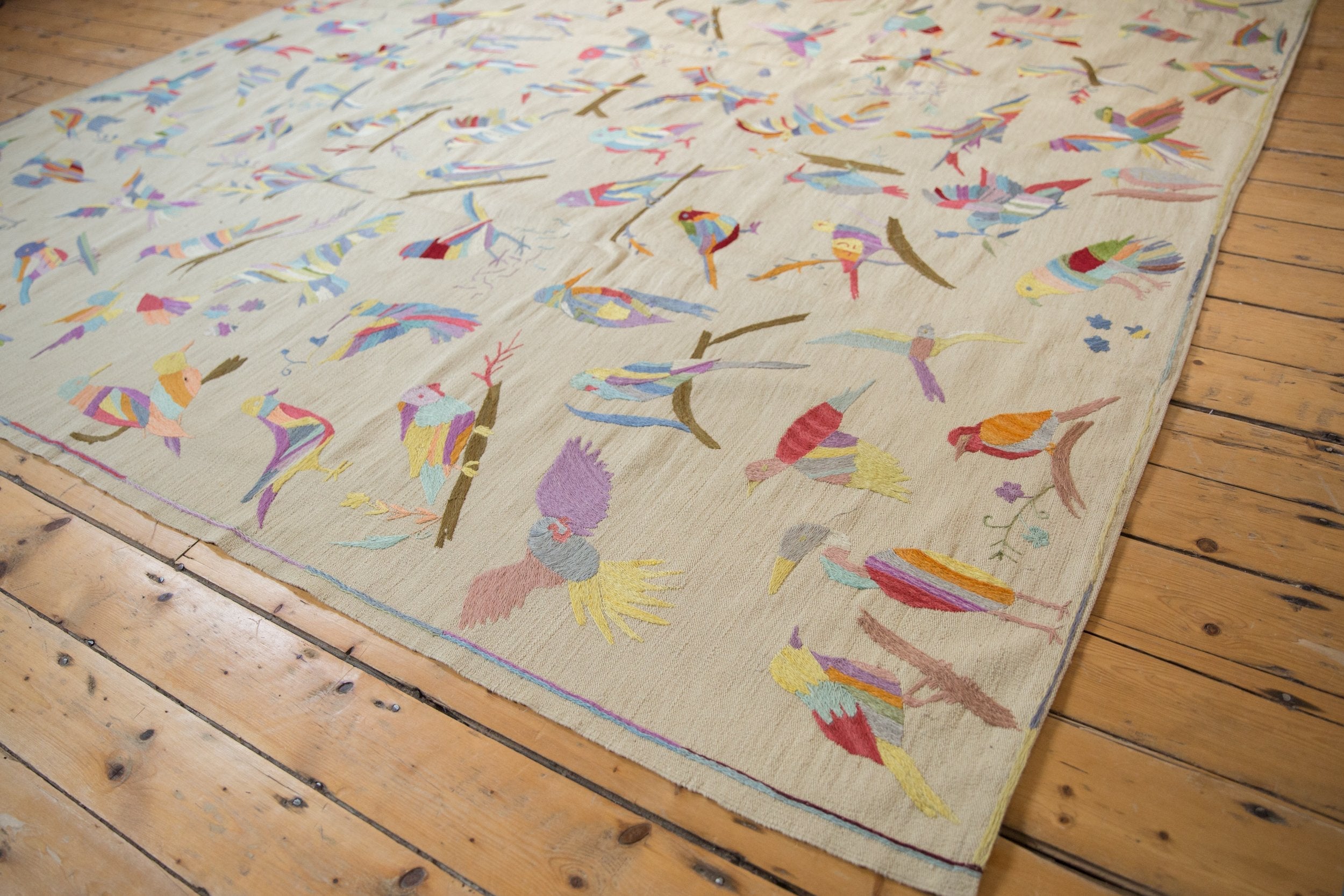 8.5x9.5 Mixed Weave Pakistani Pictorial Kilim Design Square Carpet by Old New House® - product image 2 for Resin Society