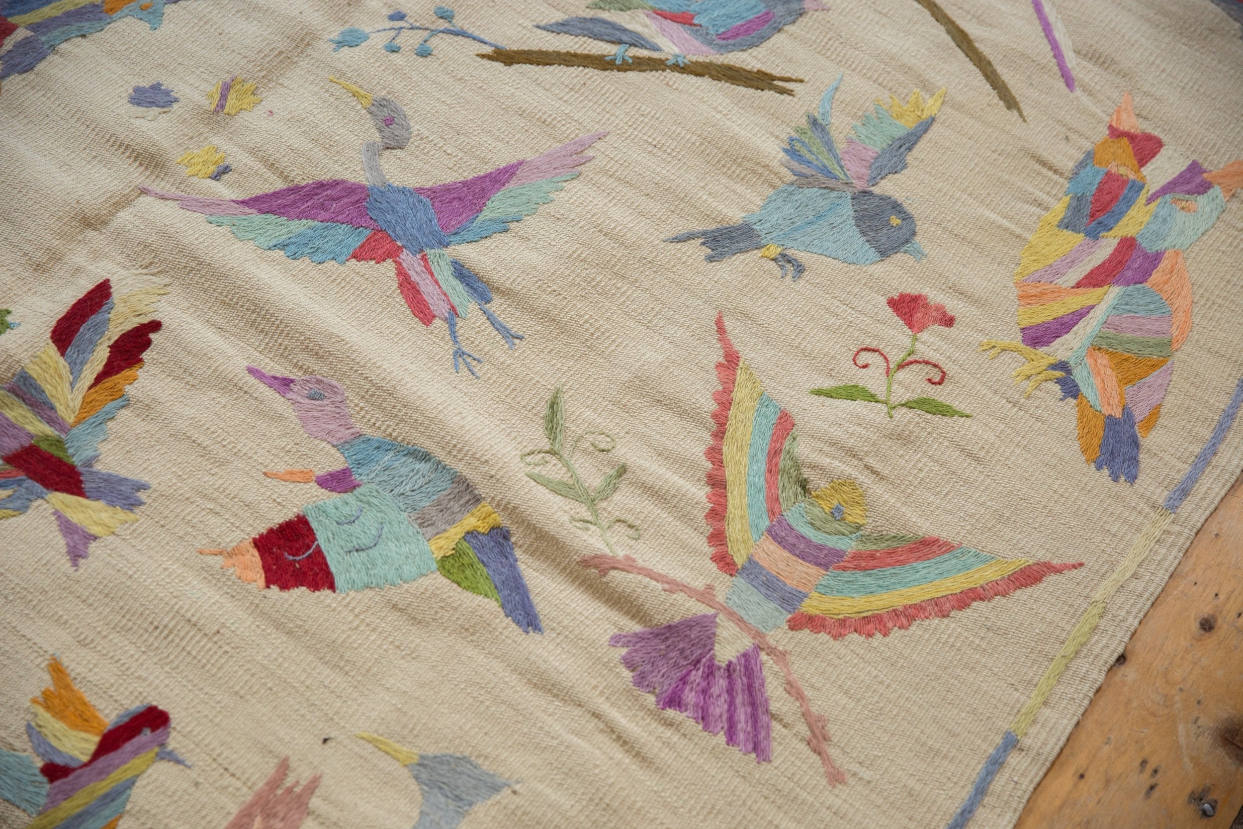8.5x9.5 Mixed Weave Pakistani Pictorial Kilim Design Square Carpet by Old New House® - product image 7 for Resin Society