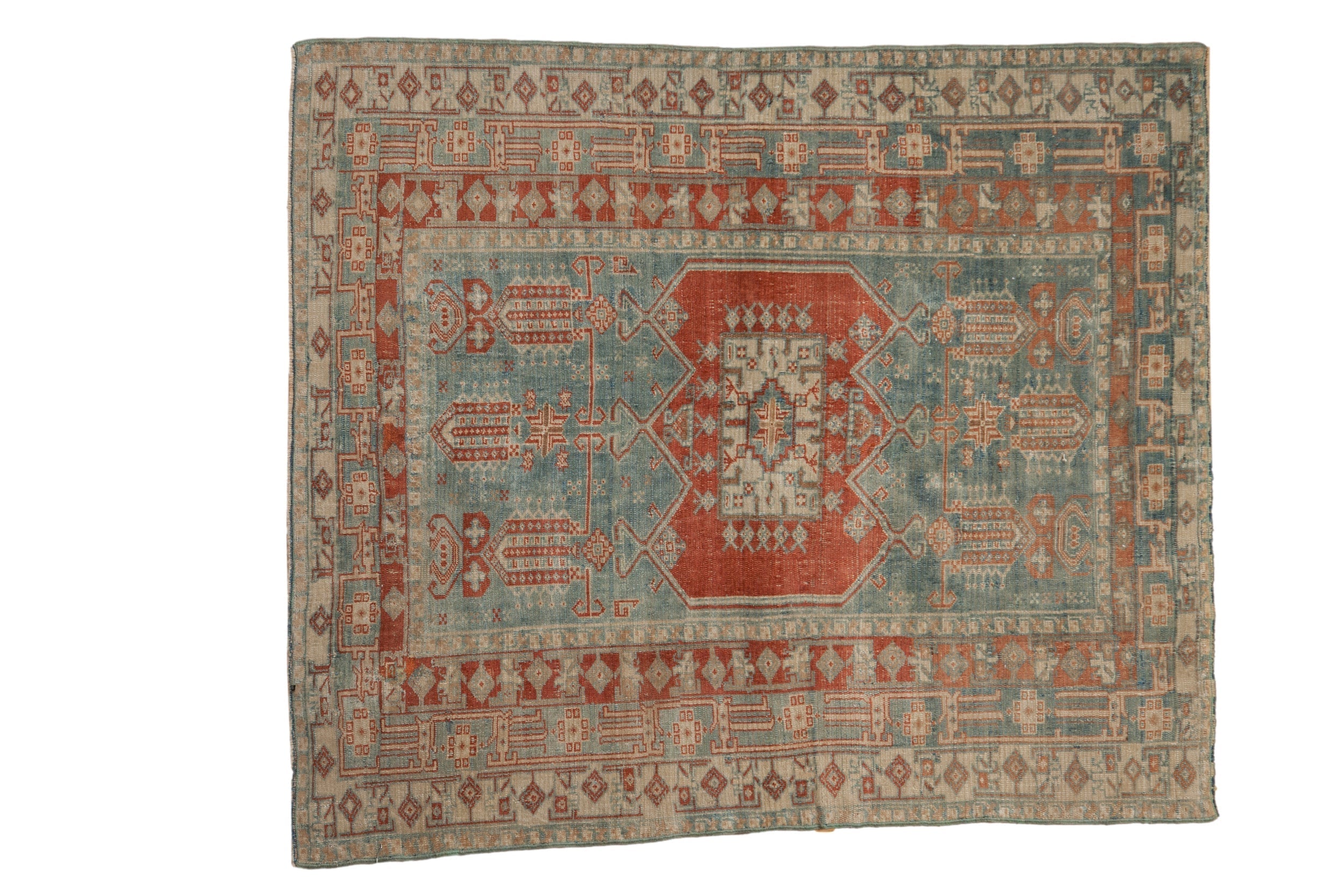 4x4.5 Vintage Distressed Oushak Square Rug by Old New House® - main product image for Resin Society
