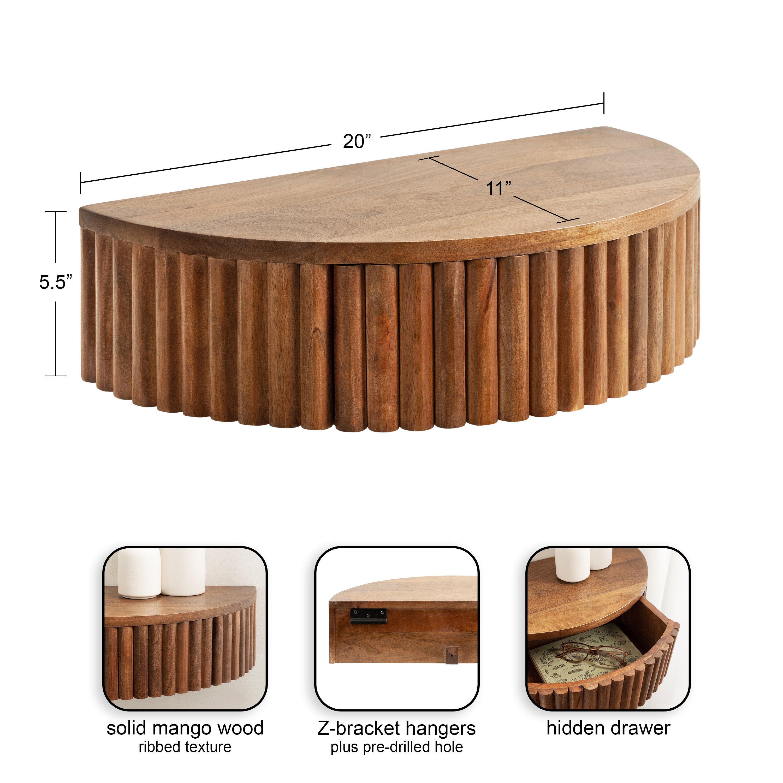 Reid Ribbed Floating Side Table