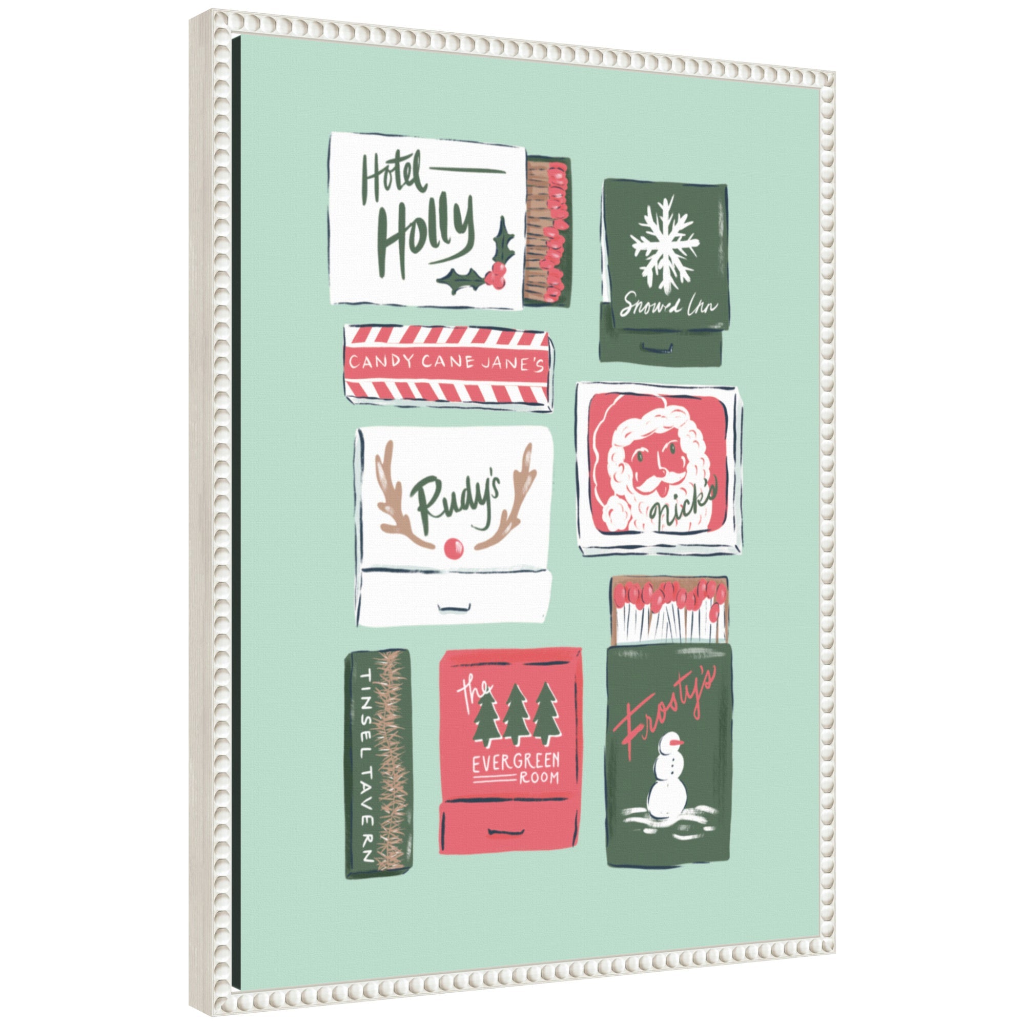 Sylvie Beaded Holiday Matchbooks vintage framed floating canvas art by Krissy Mast