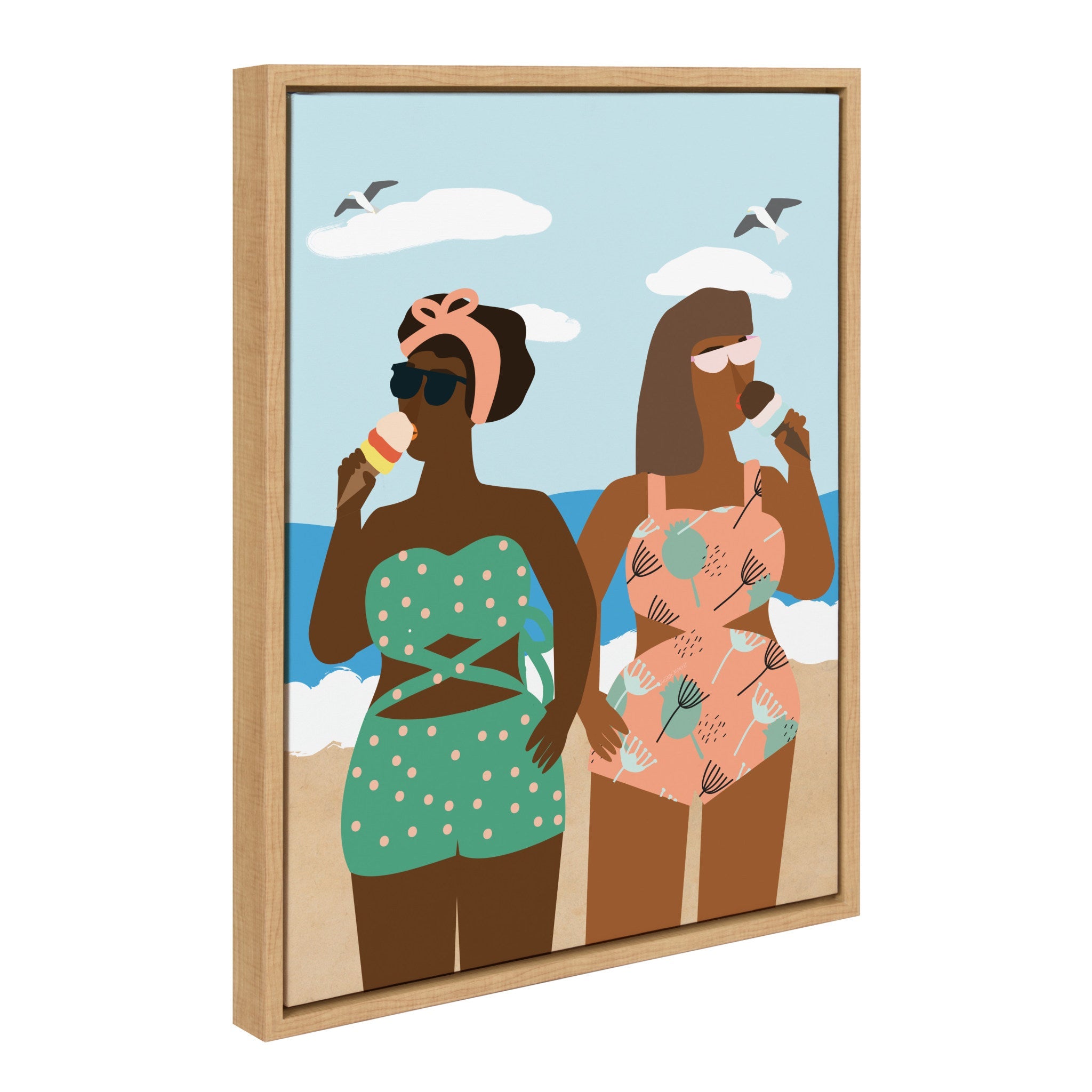 Sylvie Ice cream on the Beach Framed Canvas by kateandlaurel - product image 2 for Resin Society