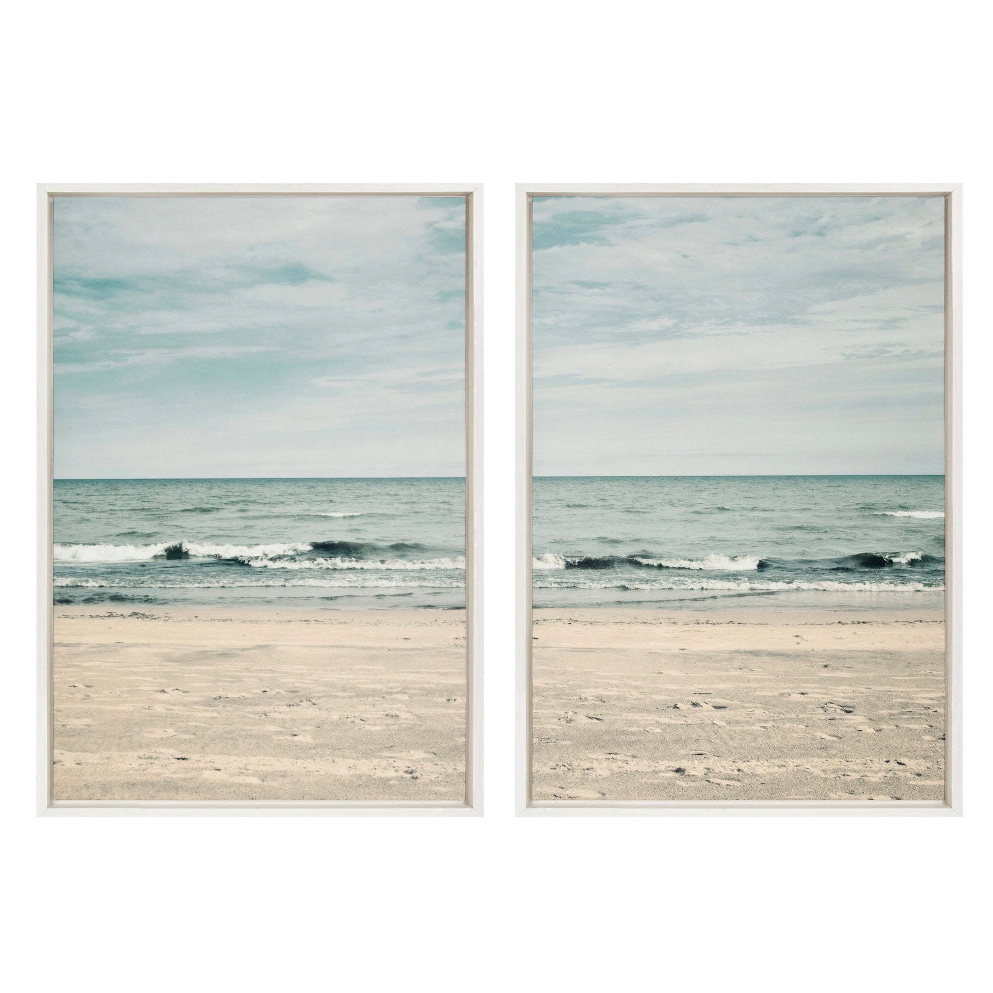 Sylvie Beach 2 Left and Right Framed Canvas by kateandlaurel - product image 2 for Resin Society