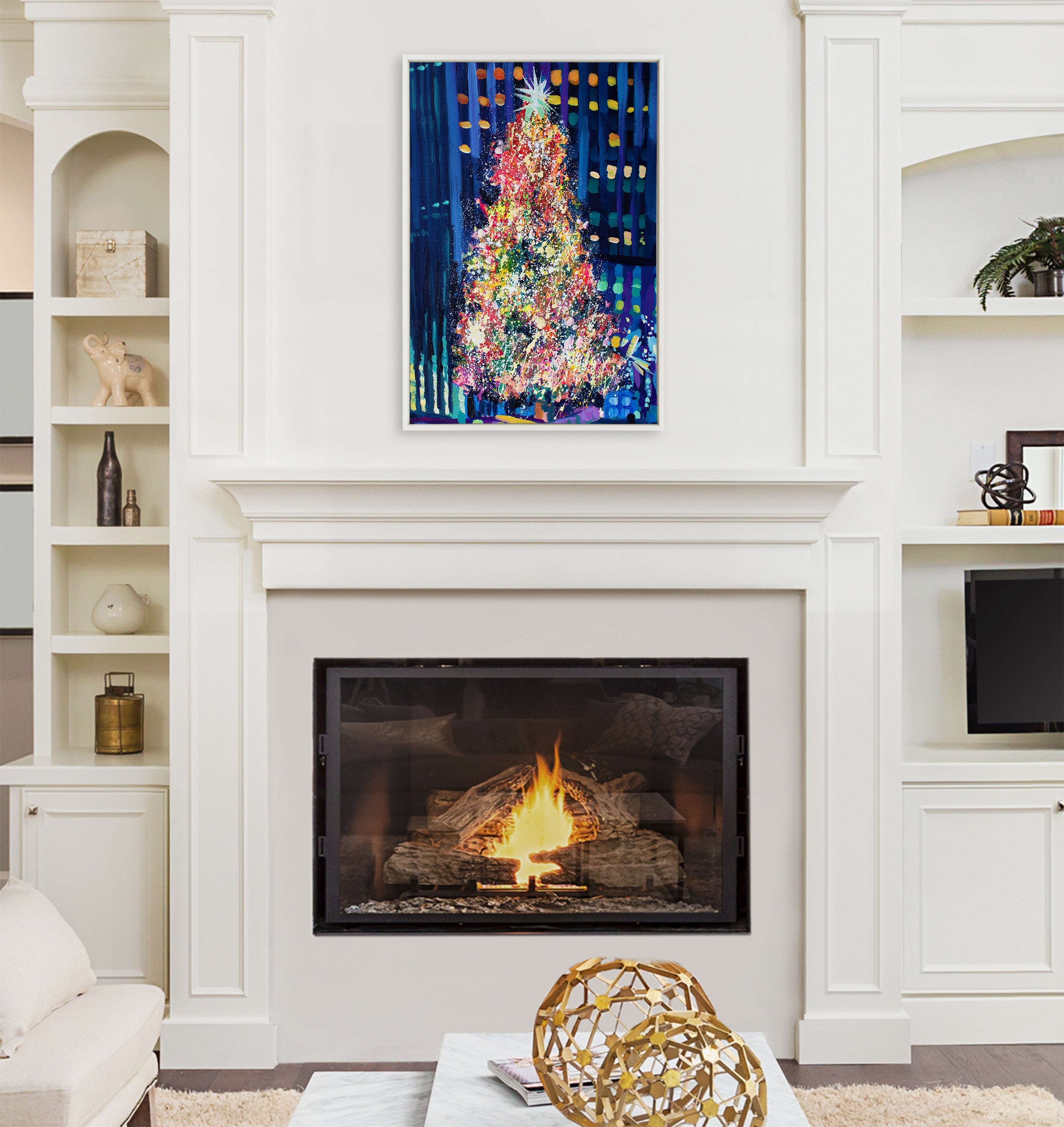 Sylvie Rockefeller Center Tree Framed Canvas by Rachel Christopoulos