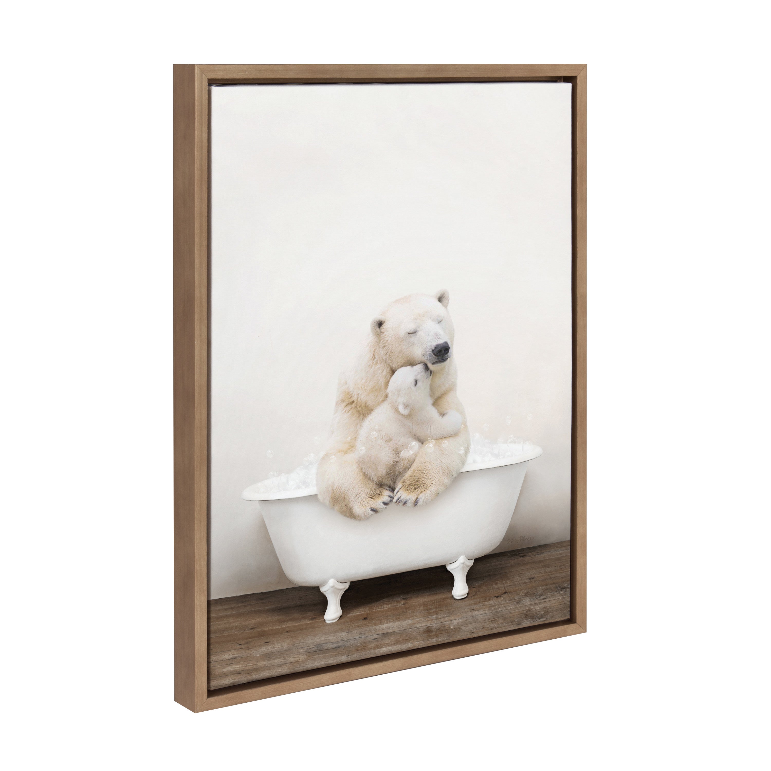 Sylvie Mother and Baby Polar Bear in Rustic Bath Framed Canvas by kateandlaurel - product image 7 for Resin Society