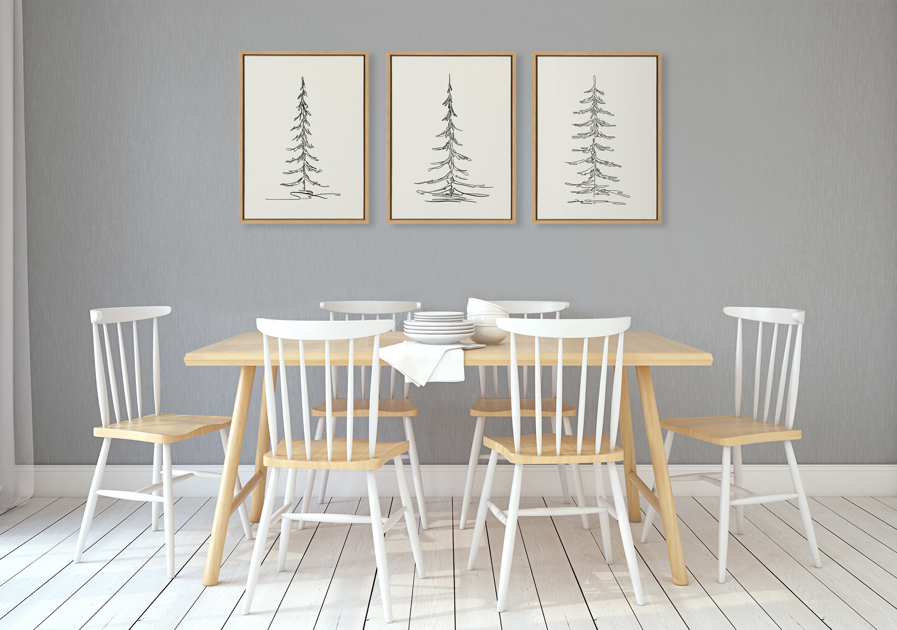 Sylvie Minimalist Evergreen Trees Framed Canvas Set by The Creative by kateandlaurel - product image 5 for Resin Society