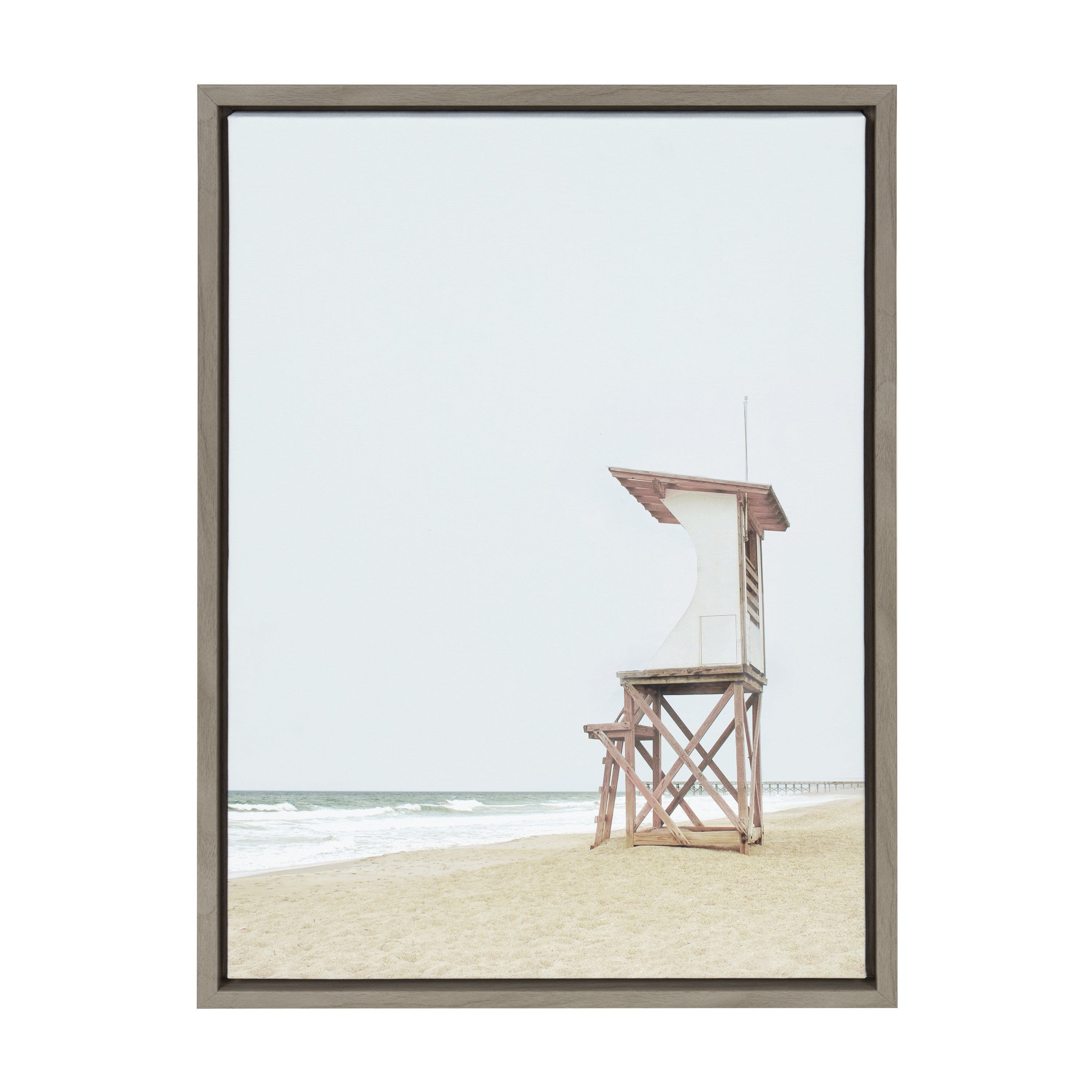 Sylvie Wood Ocean Beach Lifeguard Tower Framed Canvas by kateandlaurel - product image 10 for Resin Society