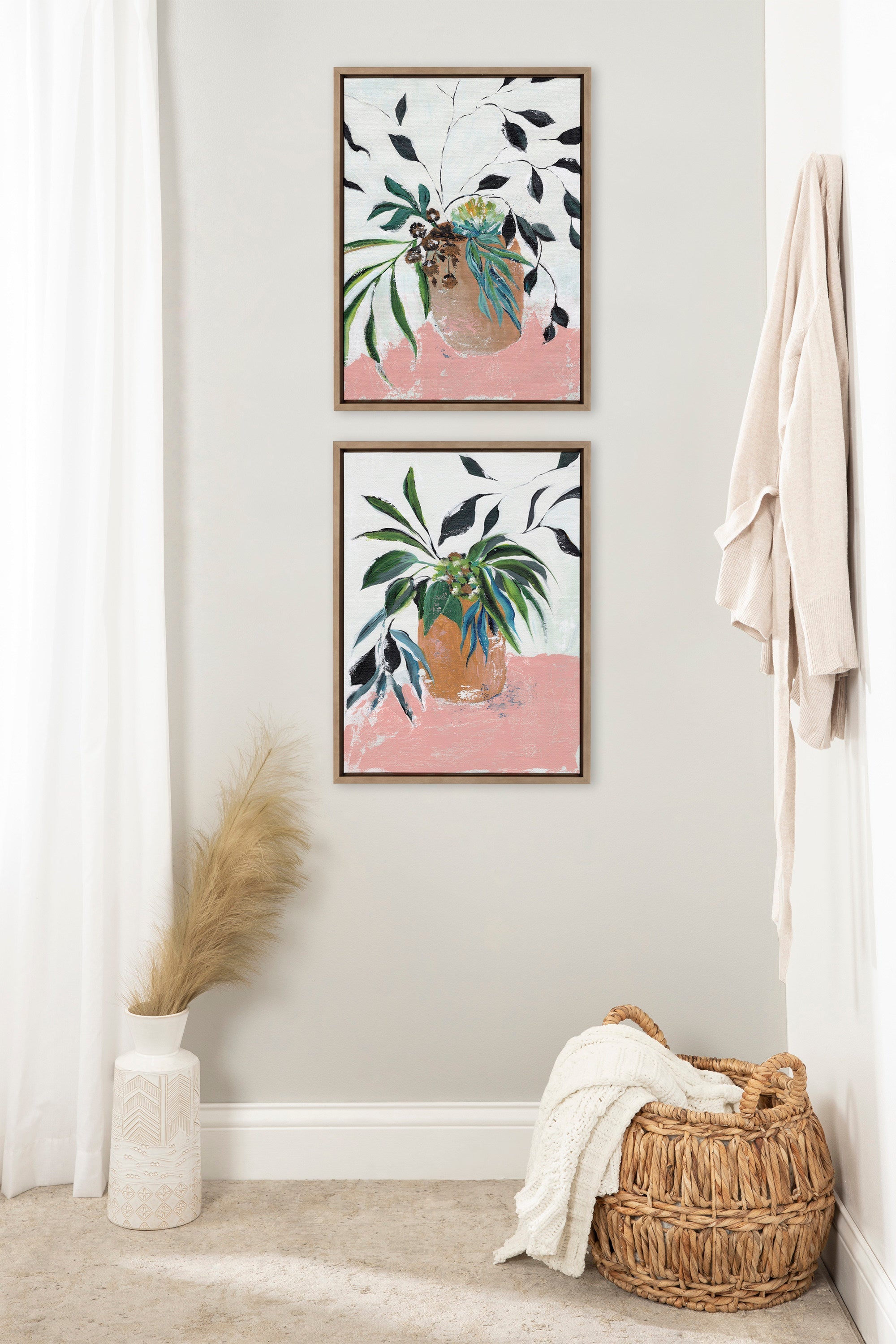 Sylvie Wild Foliage l and II Framed Canvas Art Set by Nikita Jariwala