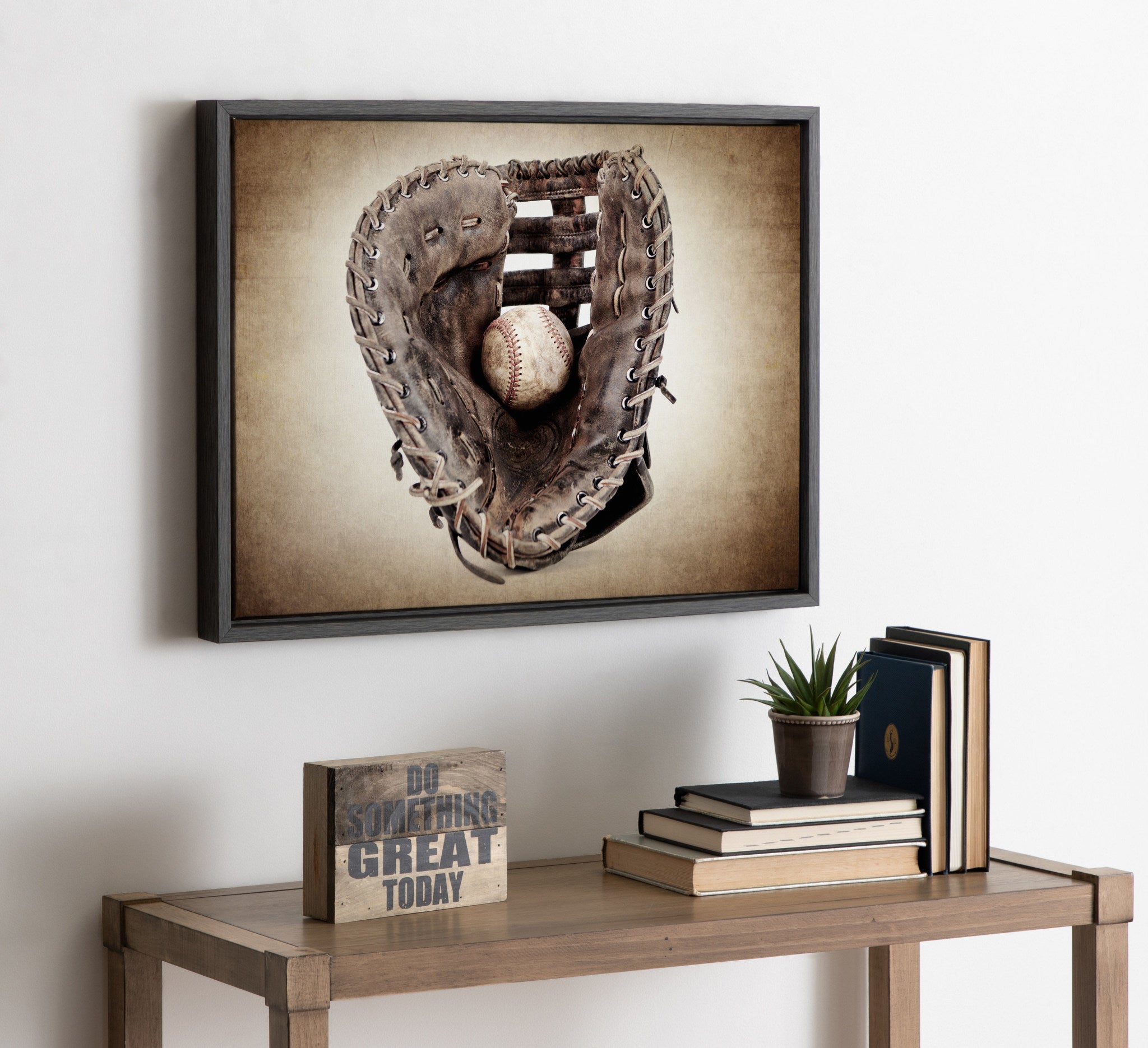 Sylvie Vintage Baseball Glove Framed Canvas by kateandlaurel - product image 7 for Resin Society