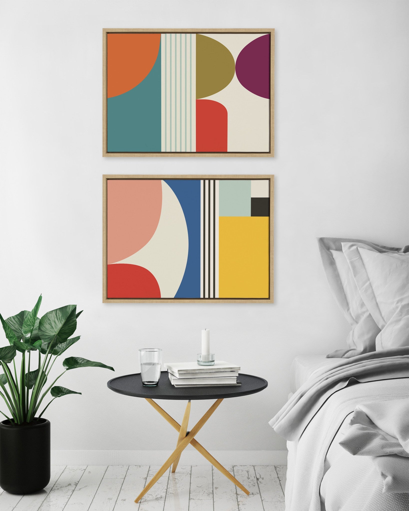 Sylvie Mid Century Modern Patterns Framed Canvas Set by kateandlaurel - product image 7 for Resin Society