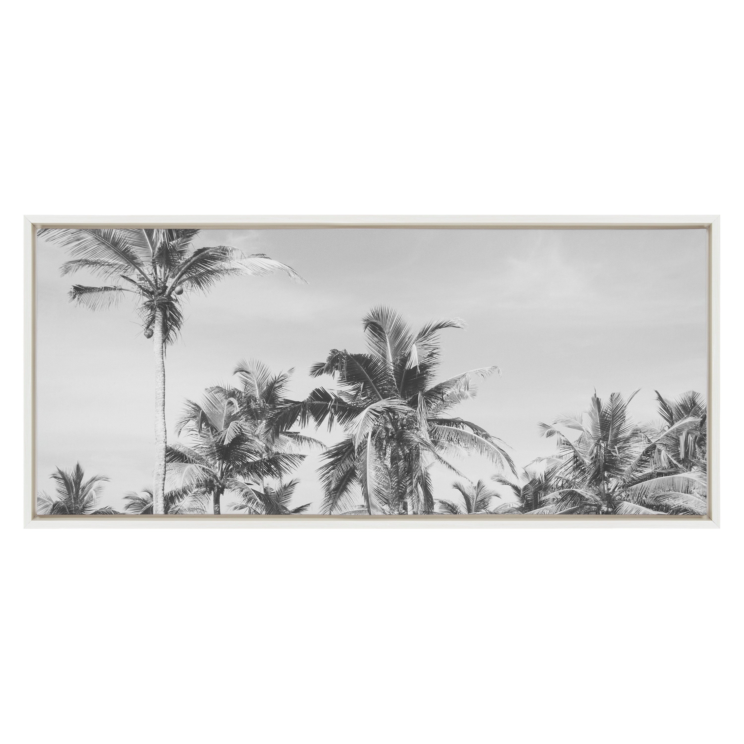 Sylvie Coastal Coconut Palm Tree Beach BW Framed Canvas by kateandlaurel - product image 2 for Resin Society