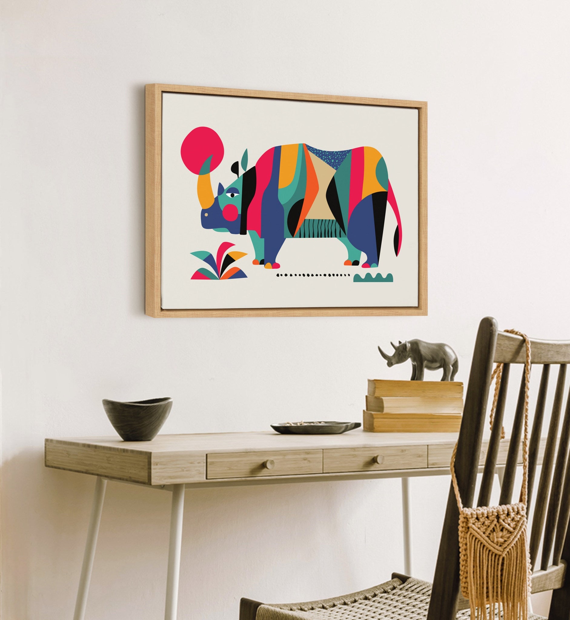 Sylvie Rhinoceros Framed Canvas by kateandlaurel - product image 7 for Resin Society