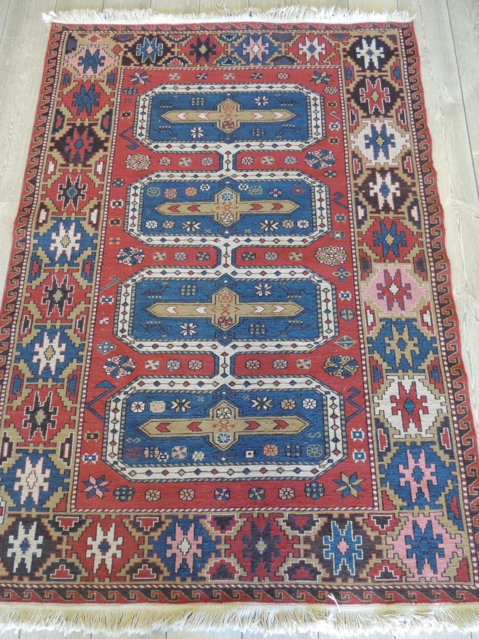 Exquisite Vintage Hand Knotted Soumak Area Rug 6x4 Ft by Rugistan - product image 2 for Resin Society