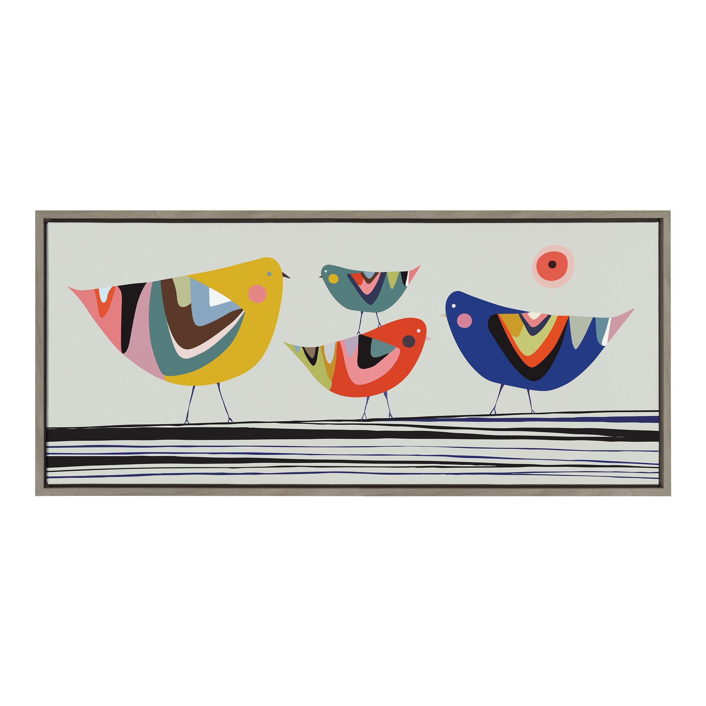 Sylvie Family Tree 4 Birds Framed Canvas by kateandlaurel - main product image for Resin Society