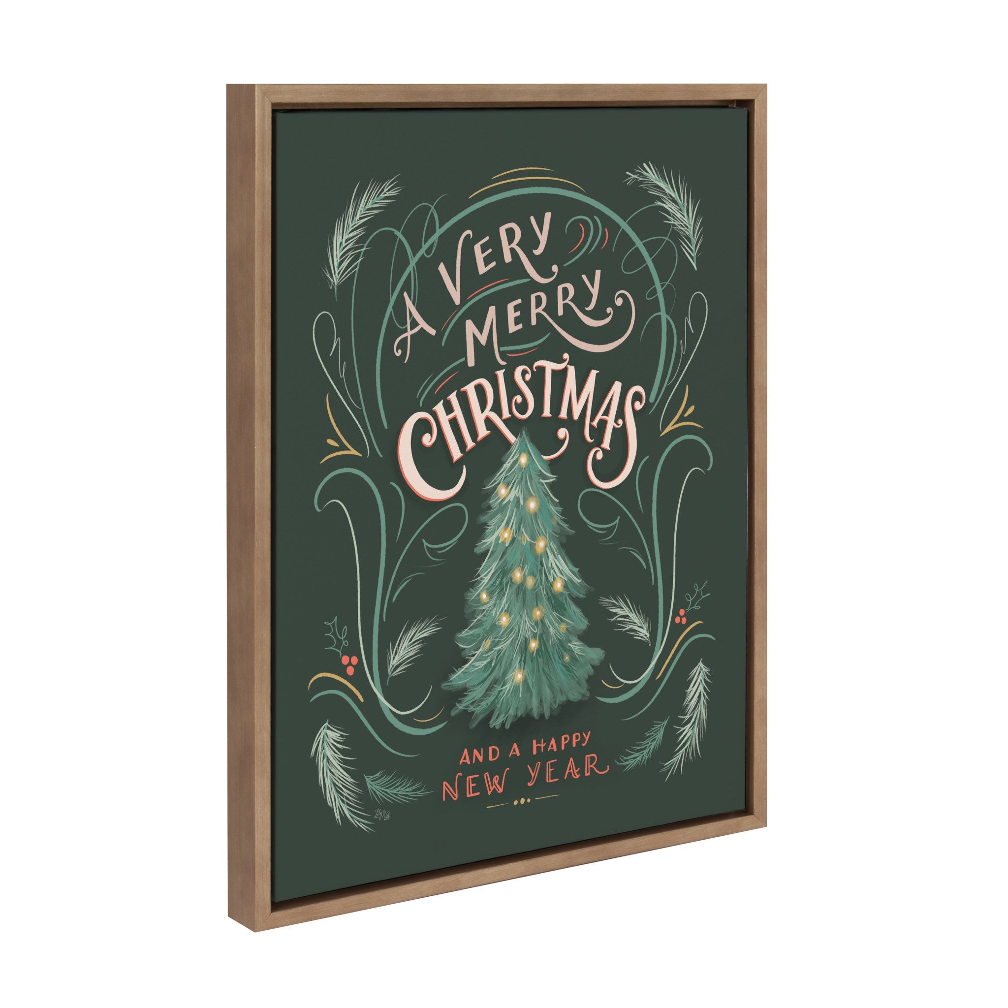 Sylvie A Very Merry Christmas Framed Canvas Art in Gold Frame, 18x24 inches