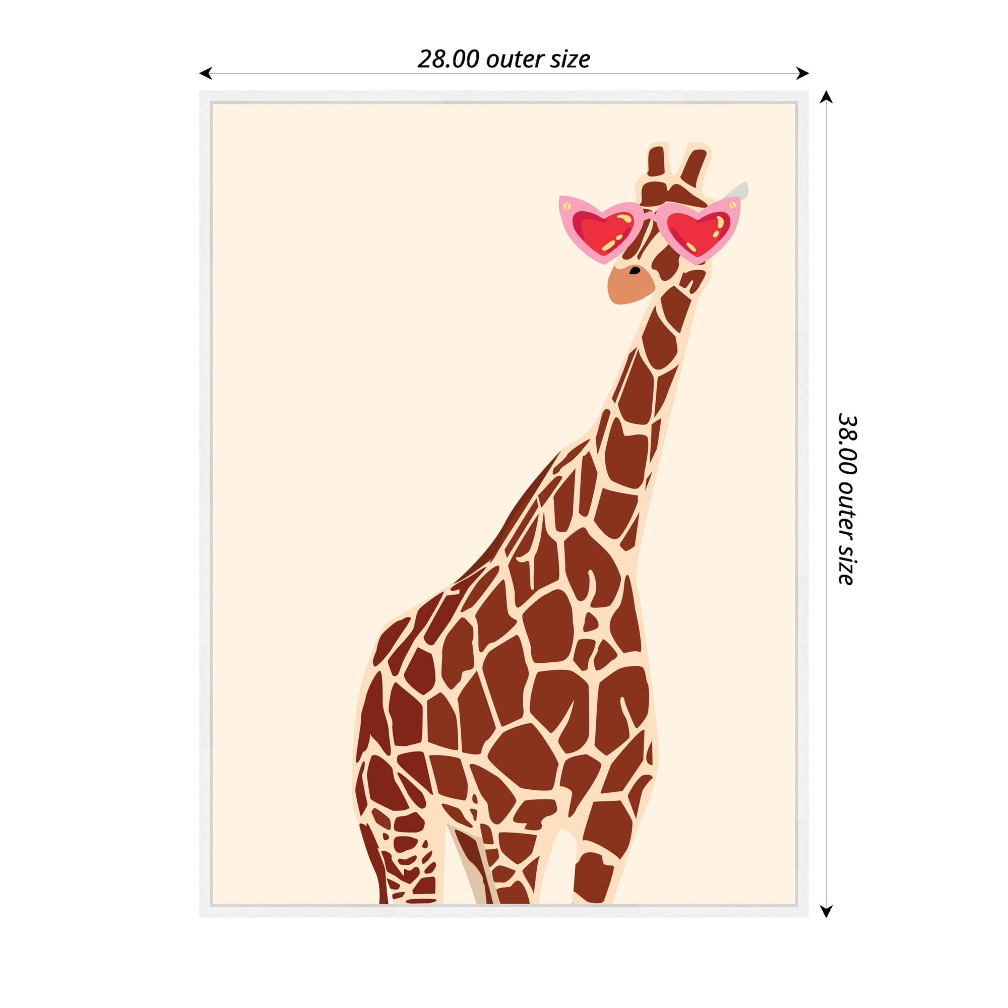 Sylvie Giraffe in Preppy Cute Heart Sunglasses Framed Canvas by Honey Island Studio