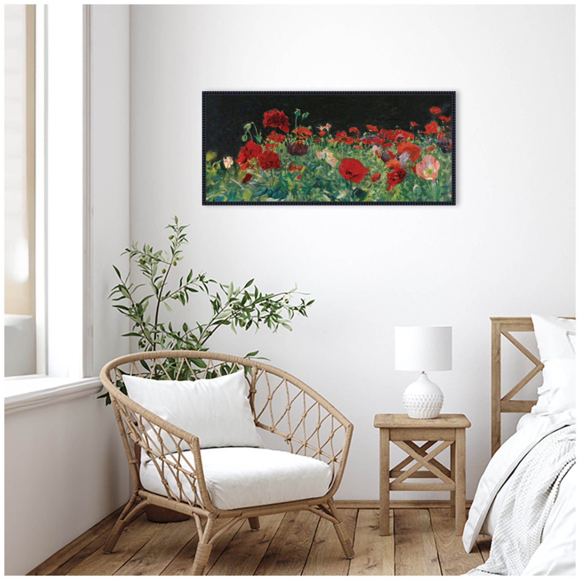 Poppies 1886 John Singer Sargent PANEL by Nostalgia Prints Framed Canvas Wall Art Print