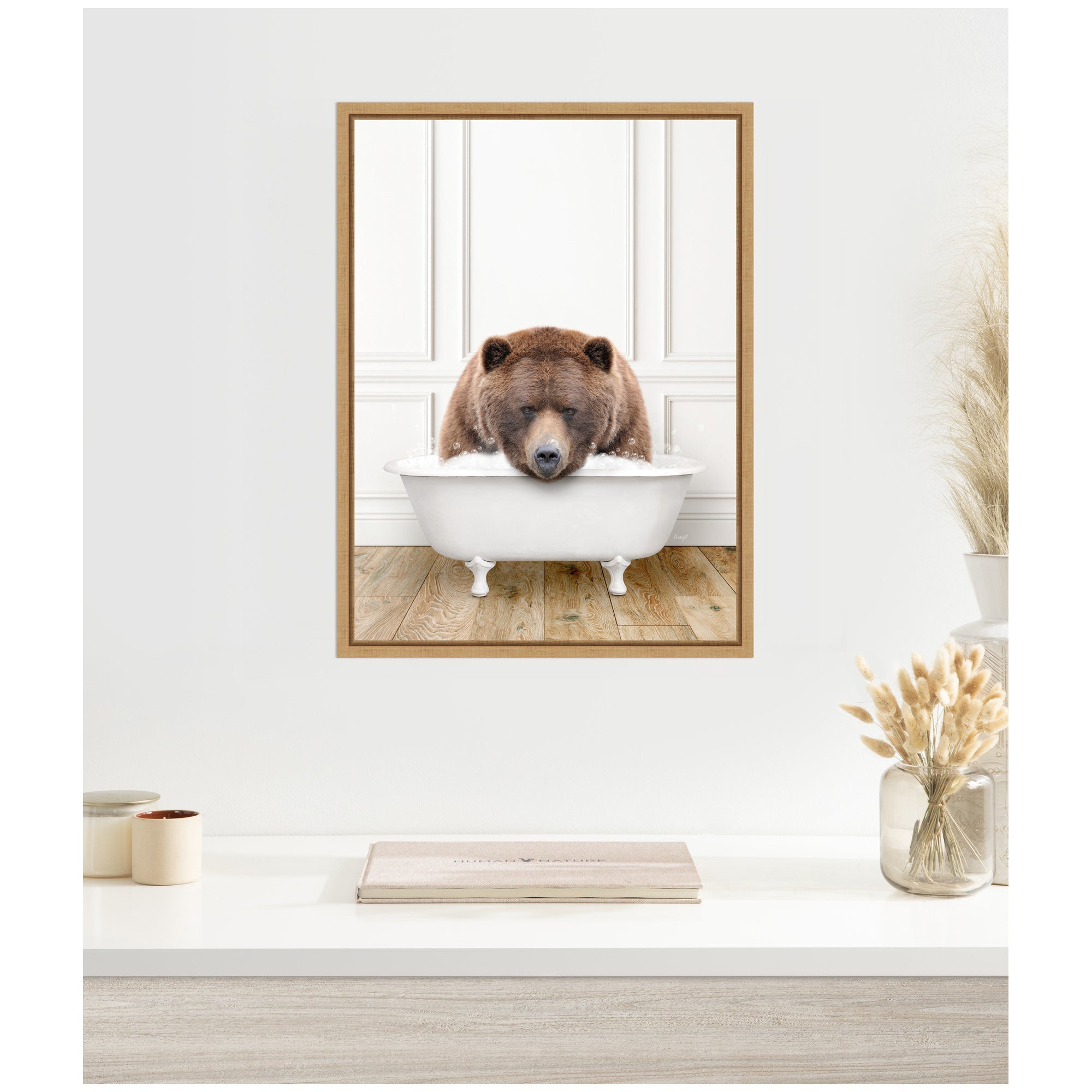 Sylvie Big Bear in Traditional Vintage Bathtub Framed Canvas by Amy Peterson