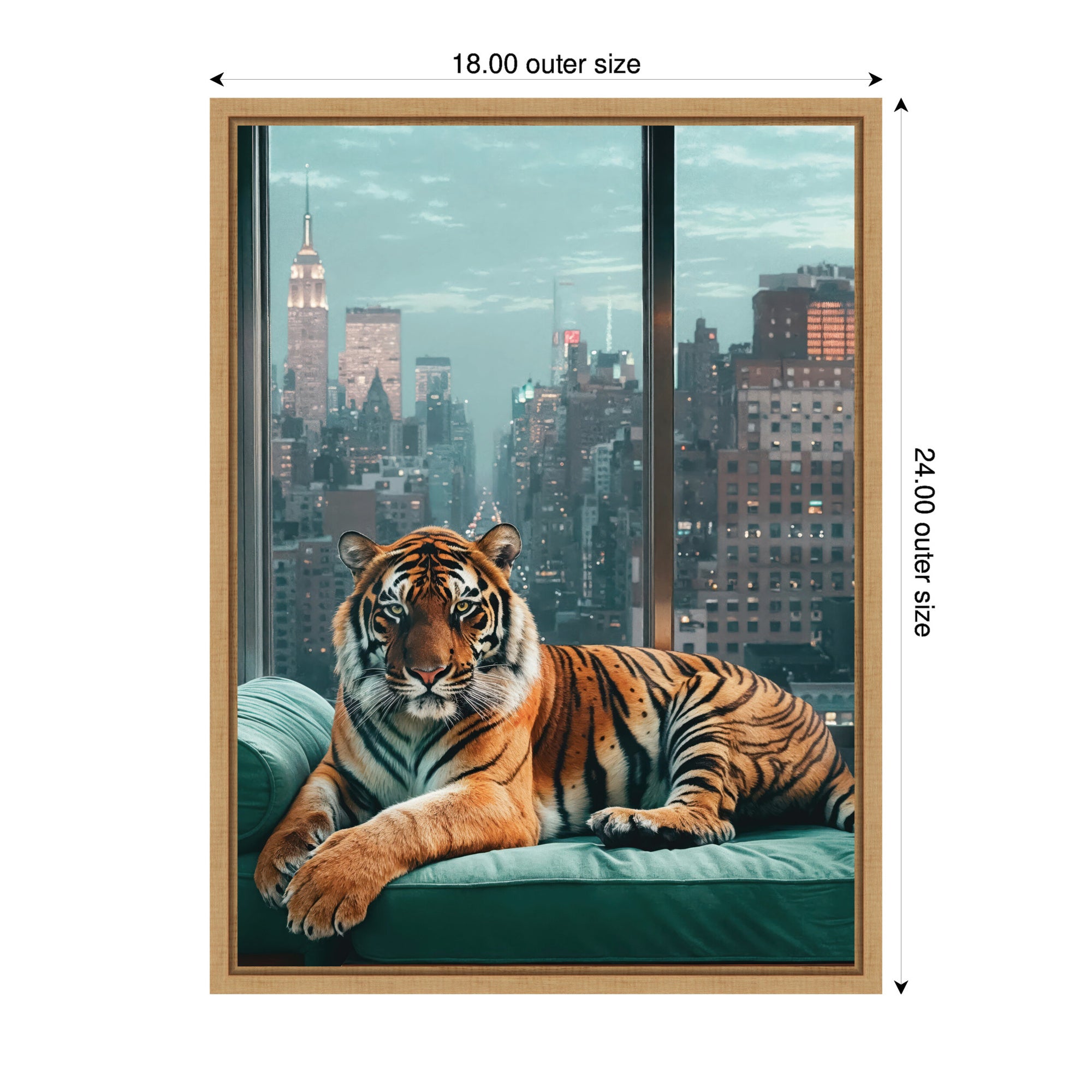 Sylvie Graceful Tiger in New York Framed Canvas by Michael Schauer