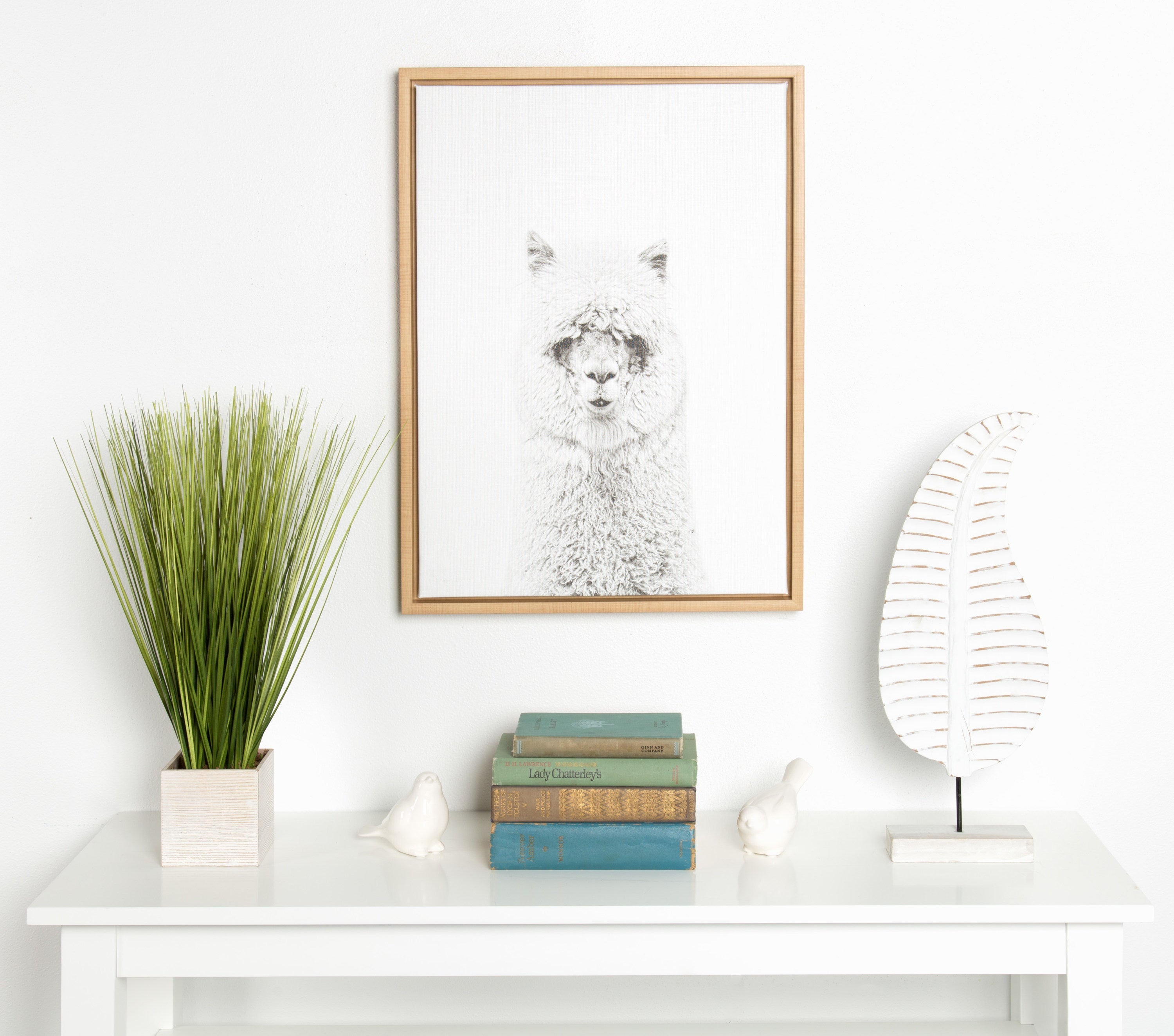 Sylvie Hairy Alpaca Framed Canvas by Simon Te of Tai Prints