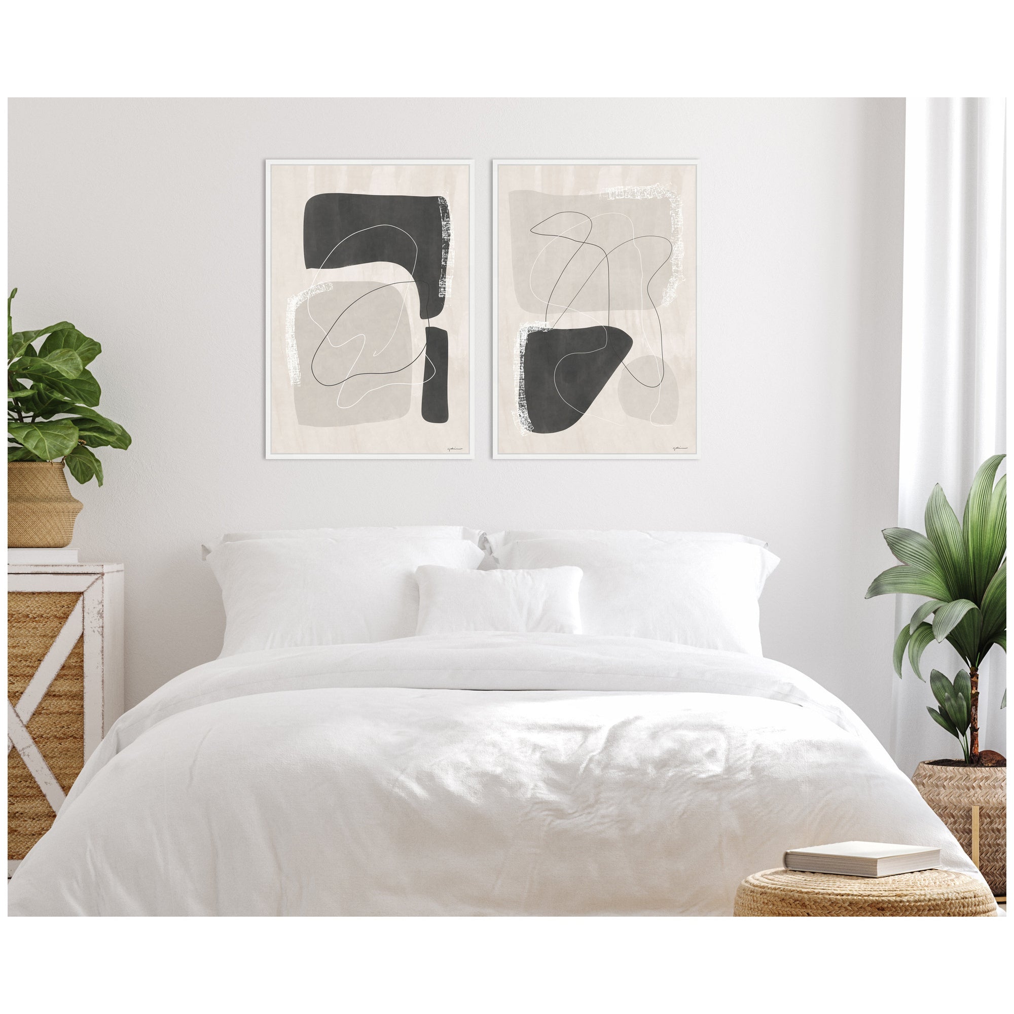 Abstract Shapes 01 & 02 2 Piece Framed Canvas Wall Art Set by Gabrielly Guedes
