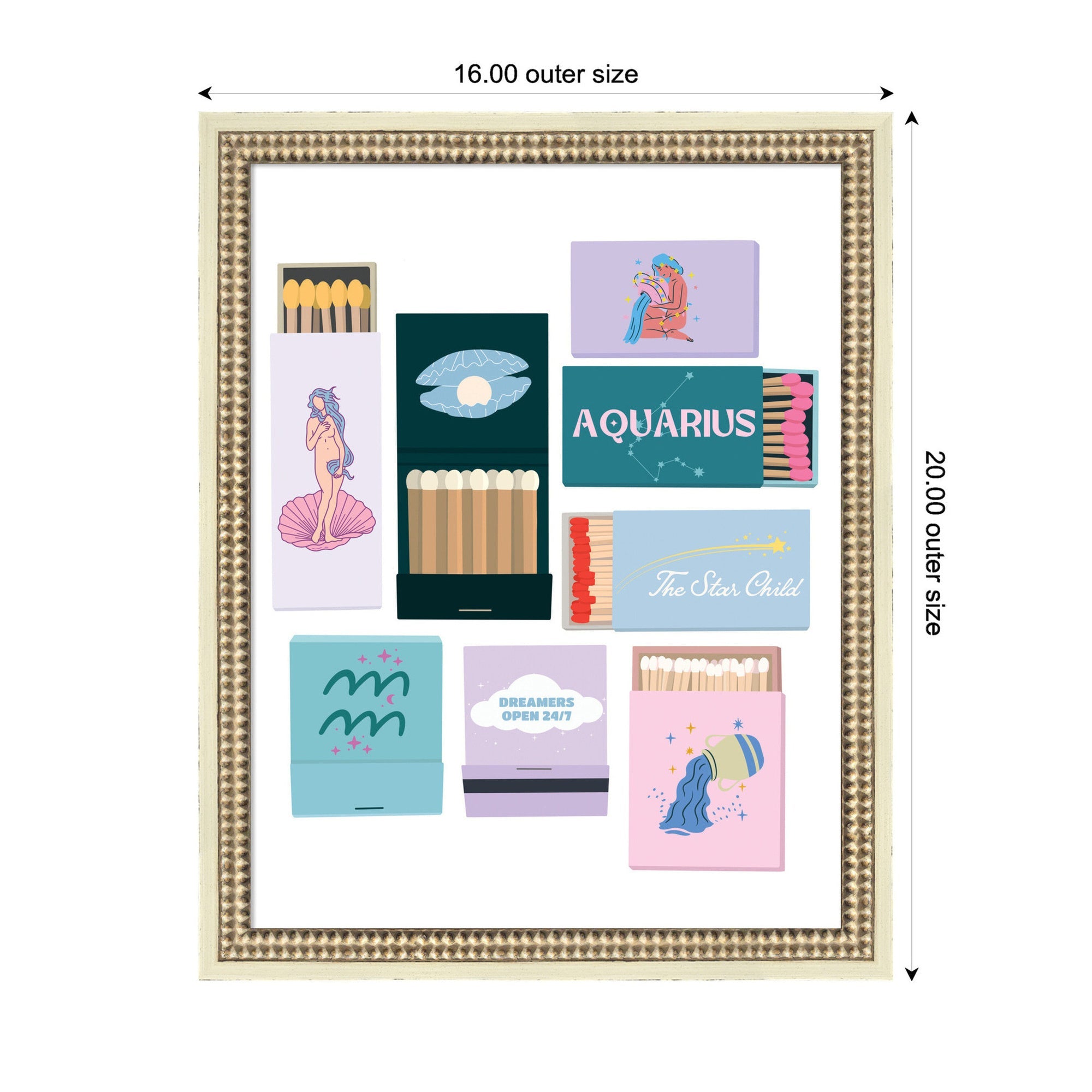 Aquarius Matchbooks 14x18 FC by Megan Ryan Framed Wall Art Print