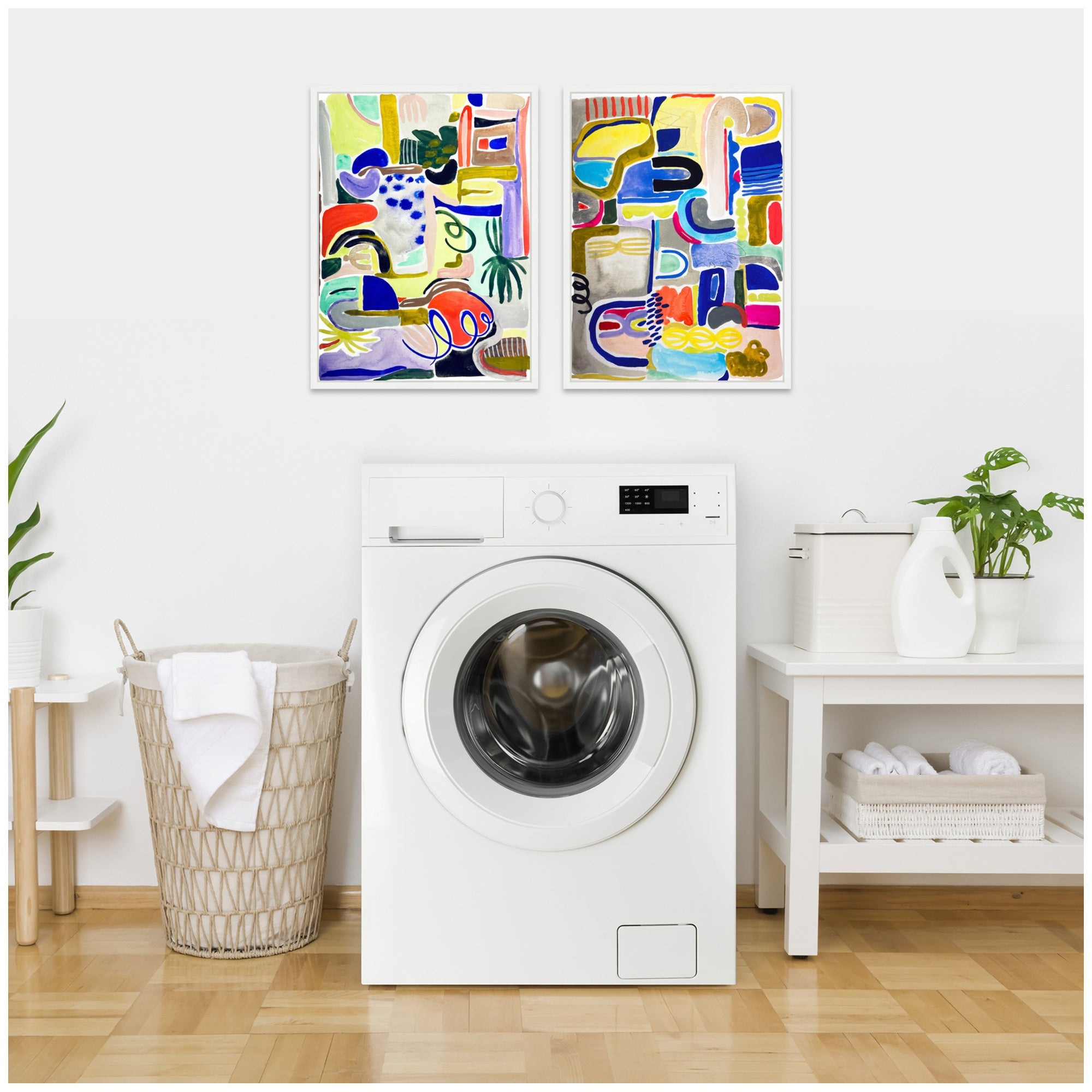 Sylvie Colorful Abstract 6 and 7 Framed Canvas Art Set by Emma Daisy