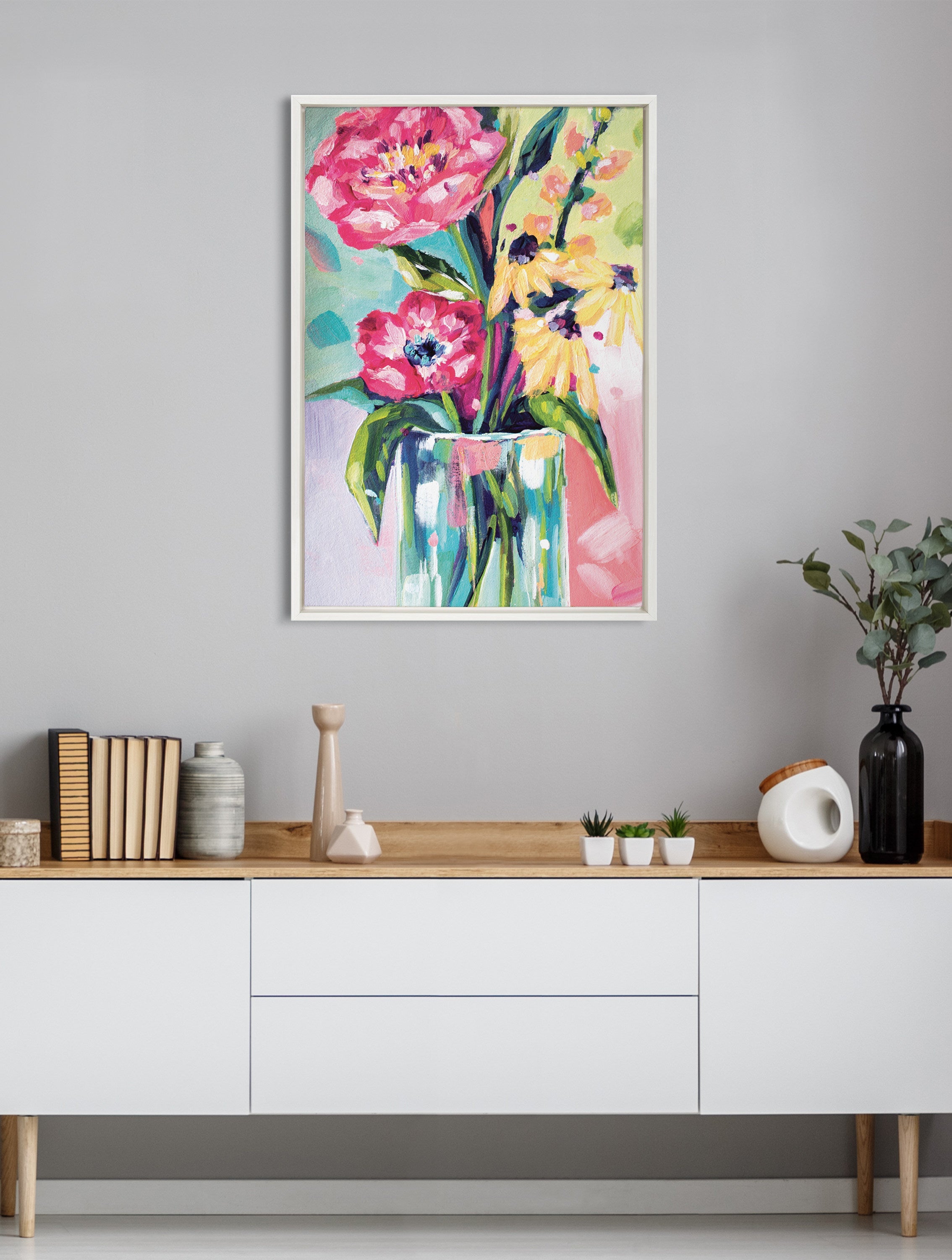 Sylvie Yellow Daisies Framed Canvas by Rachel Christopoulos by kateandlaurel - product image 8 for Resin Society