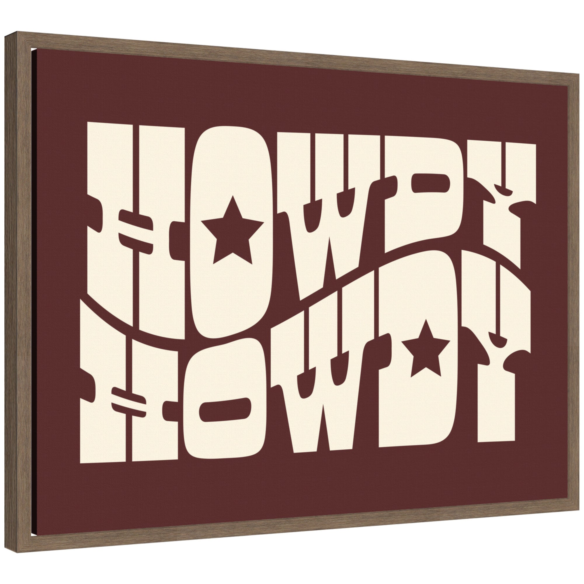 Howdy Burgundy by Honey Island Studio Framed Canvas Wall Art Print by kateandlaurel