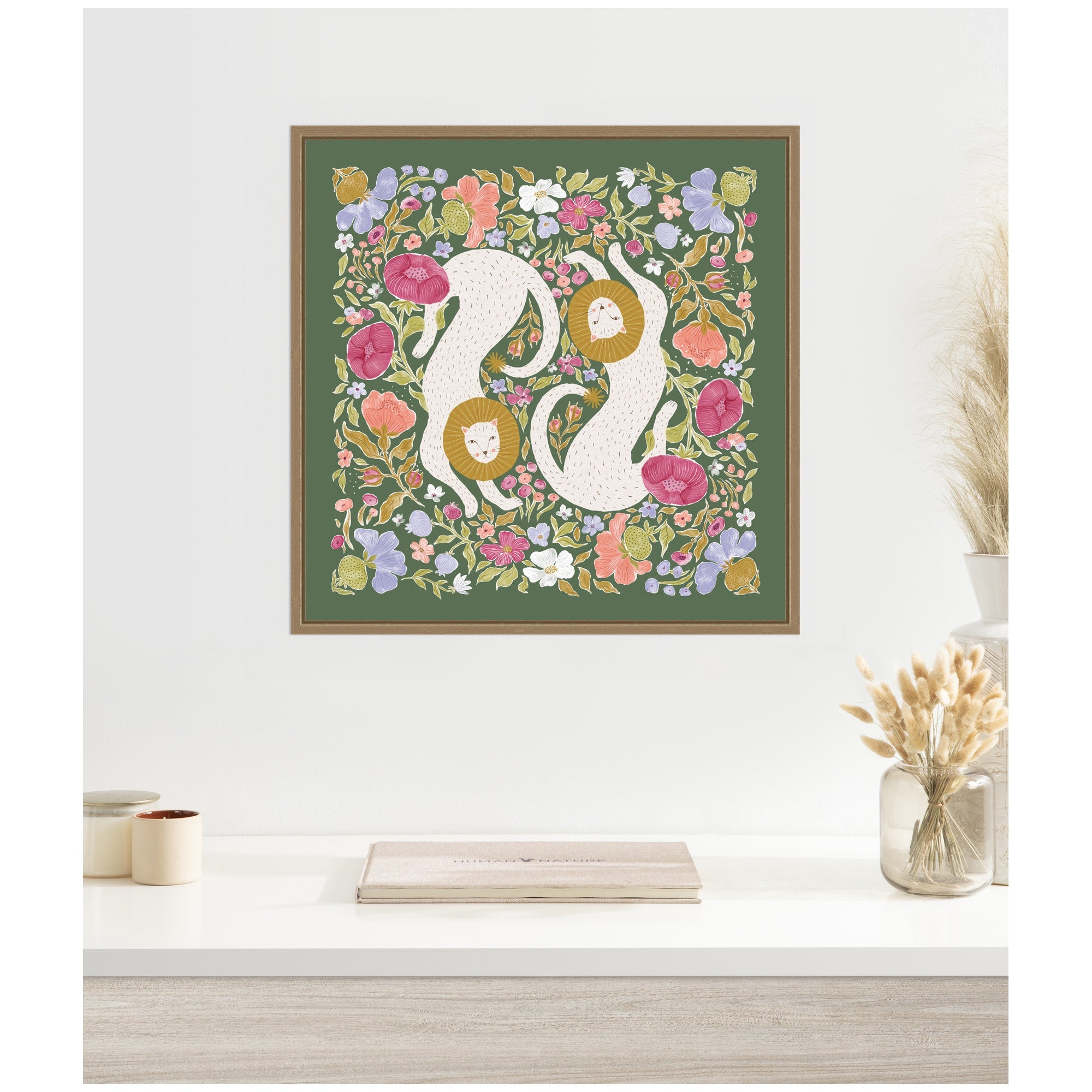 JL Lions Menagerie by Jill Labieniec Framed Canvas Wall Art Print