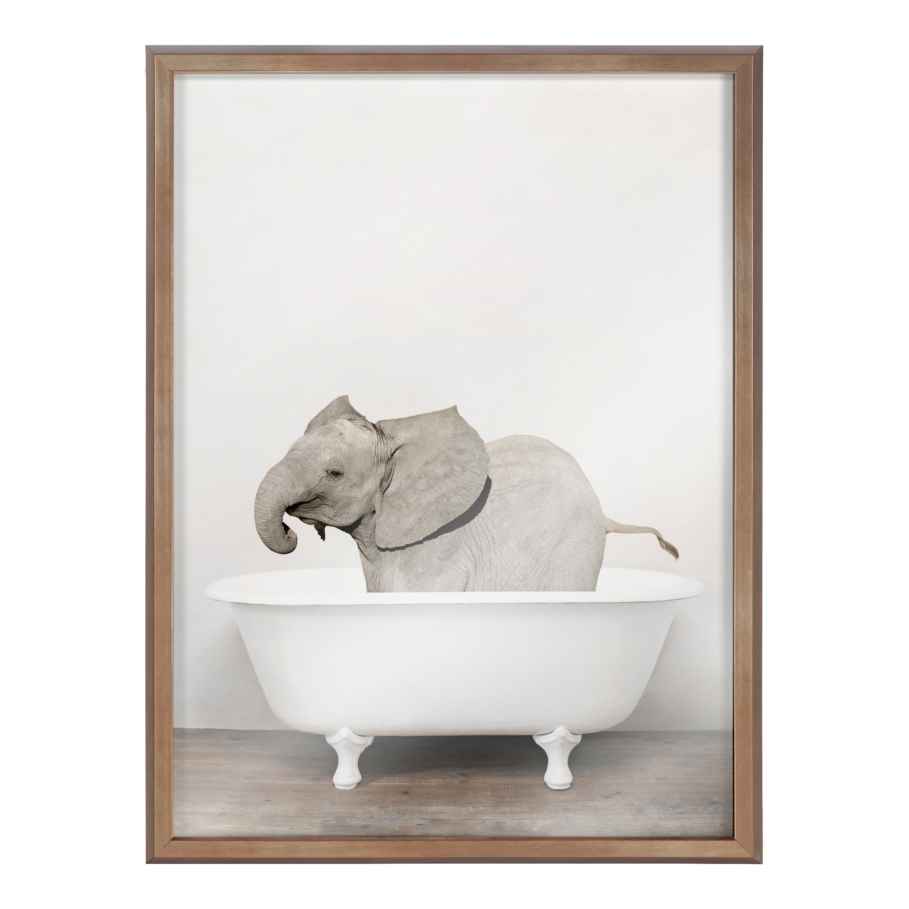 Blake Baby Elephant in the Tub Color Framed Printed Glass by kateandlaurel - product image 2 for Resin Society